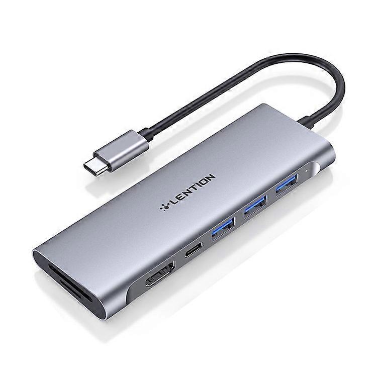 LENTION C36bHCR Type-C Hub Converter to USB 3.0 Ports HD Video Output Port Card Reader Slots PD3.0 100W Charging