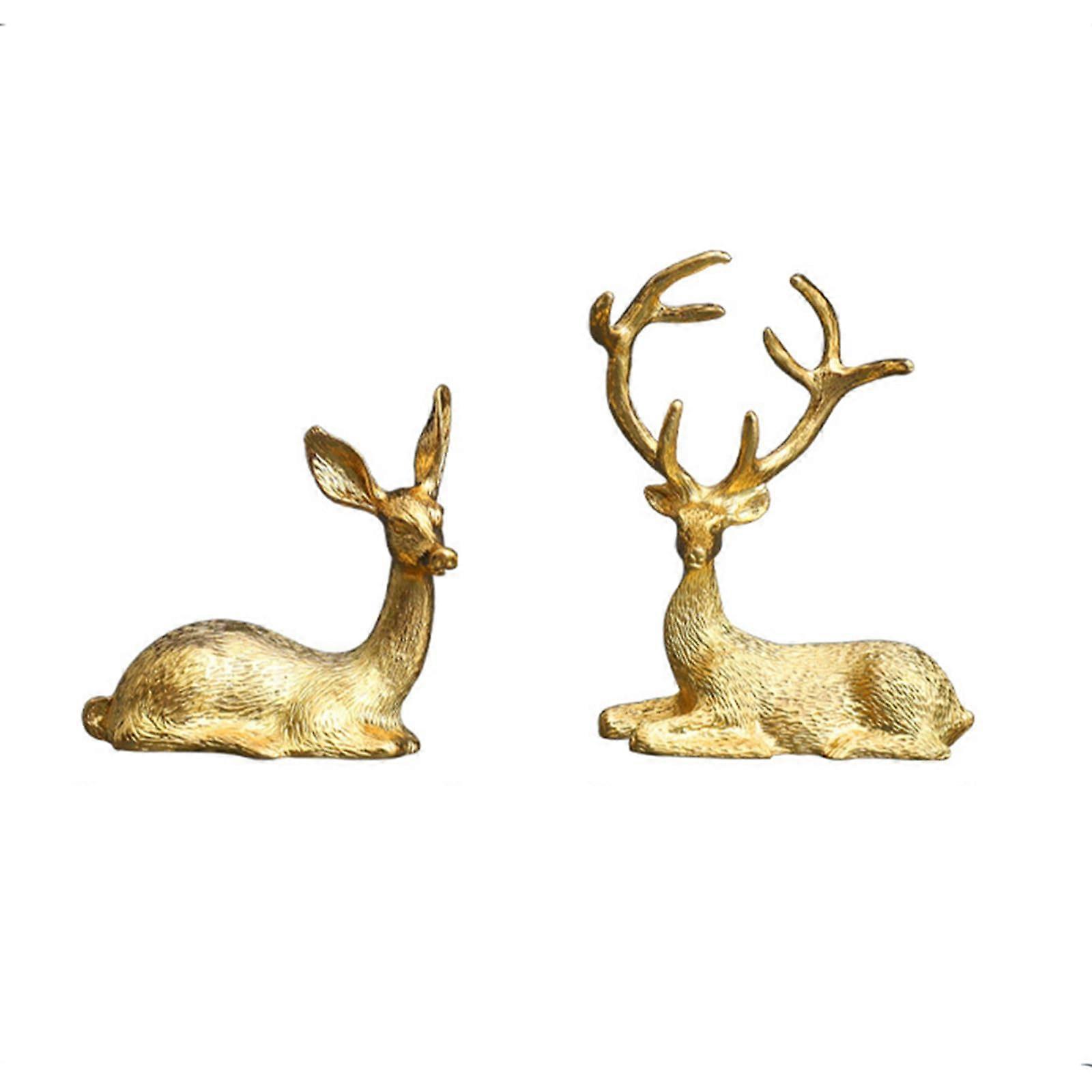 Deer Sculpture Hand Painted Resin 12 Inch Indoor Home Decor Modern Style