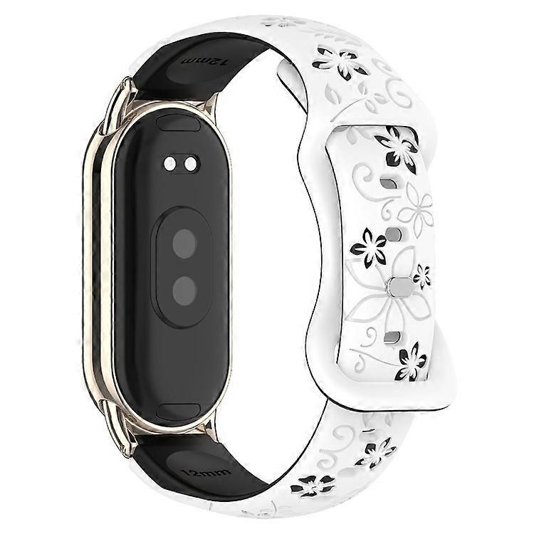 Compatible For Xiaomi Smart Band 9 / 8 Embossed Silicone Dual Color Strap Replacement Wristband