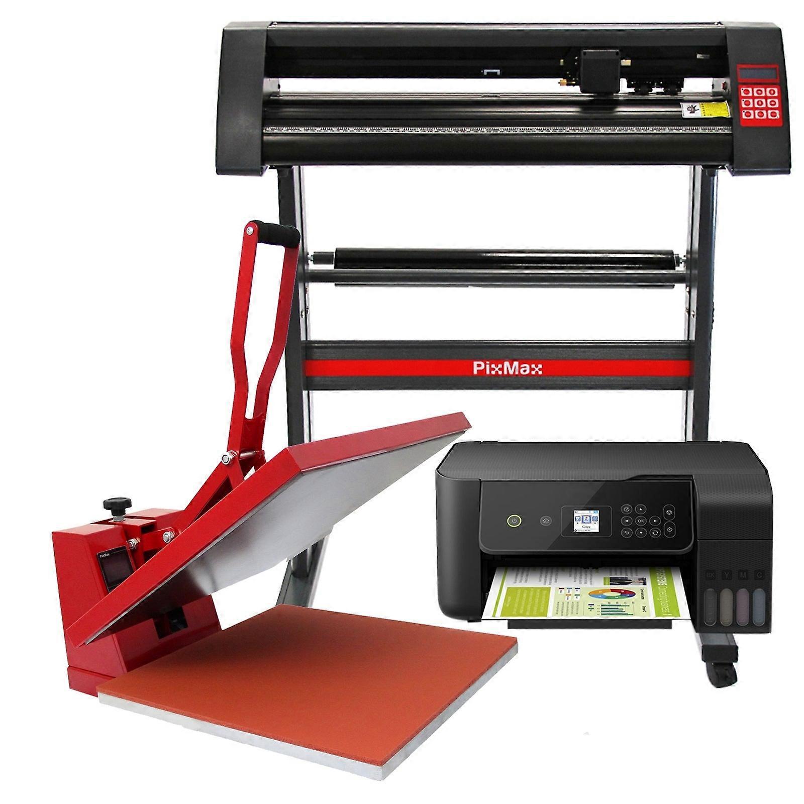 PixMax Heat Press Clam 50 x 50cm, Schneideplotter & Drucker Bundle