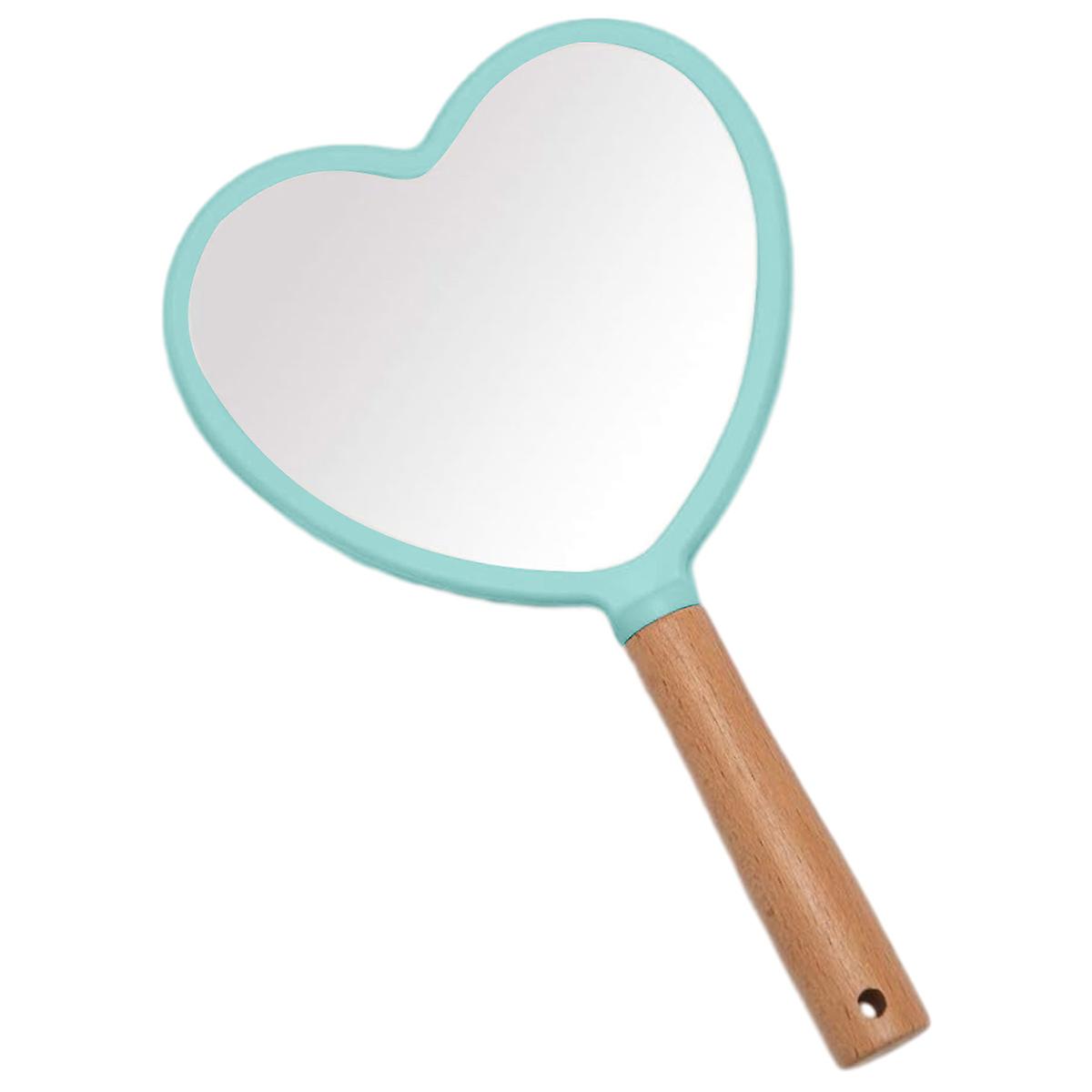 Hand Held Mirror with Handle for Makeup,Small Cute Wood Hand Mirror-Heart shape