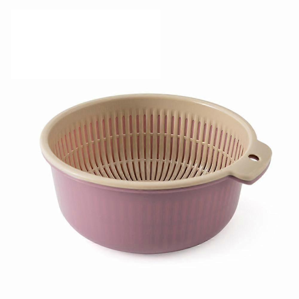Extra-Large Thickened Round Double-Layer Draining Basket Kitchen Washing Basket Fruit Basket