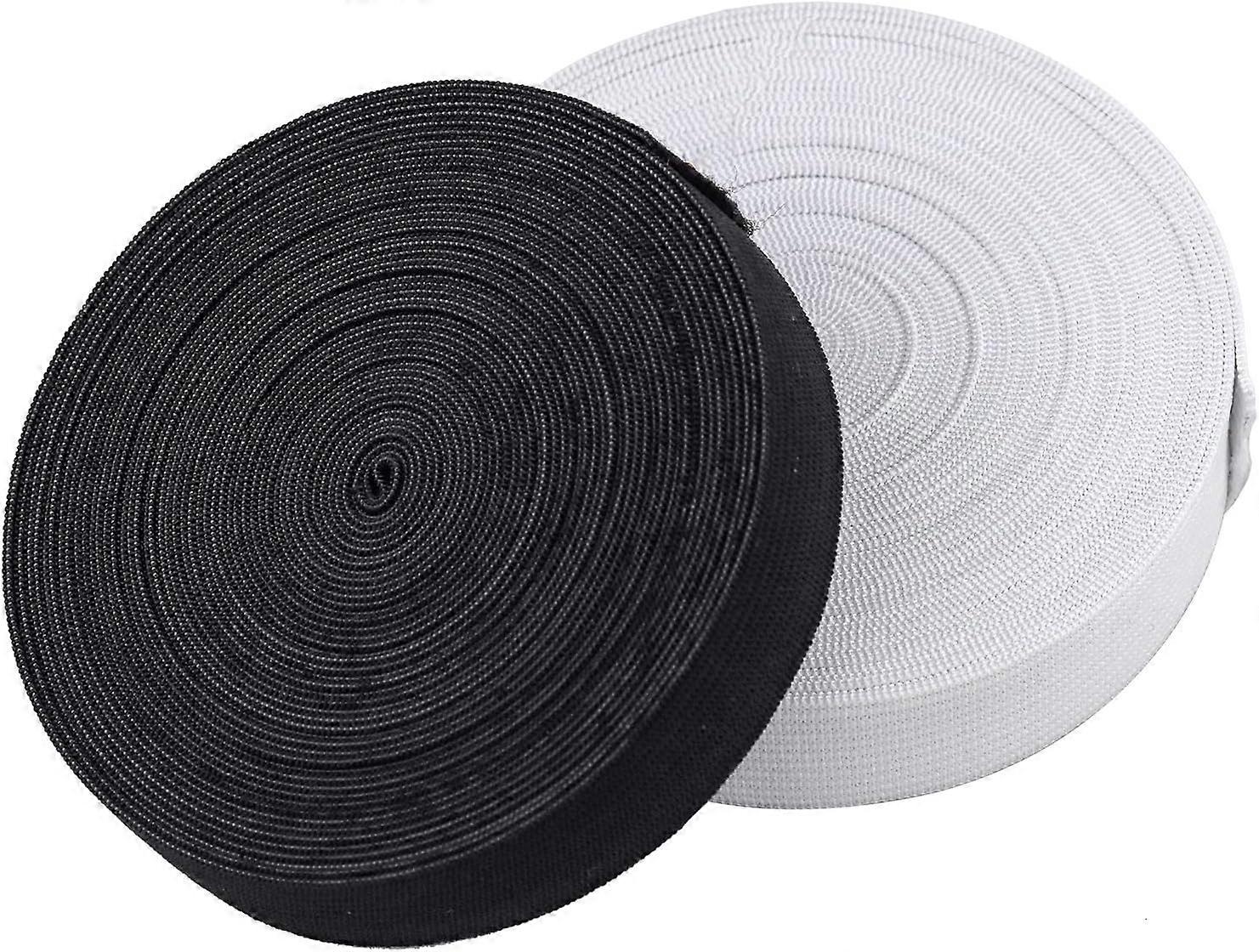 Good Elasticity Knit Elastic Bands, 2 Rolls Black + White for Waistbands, Easy to Store and Cut for Sportswear, Suitable for Heavy Stretch and DIY