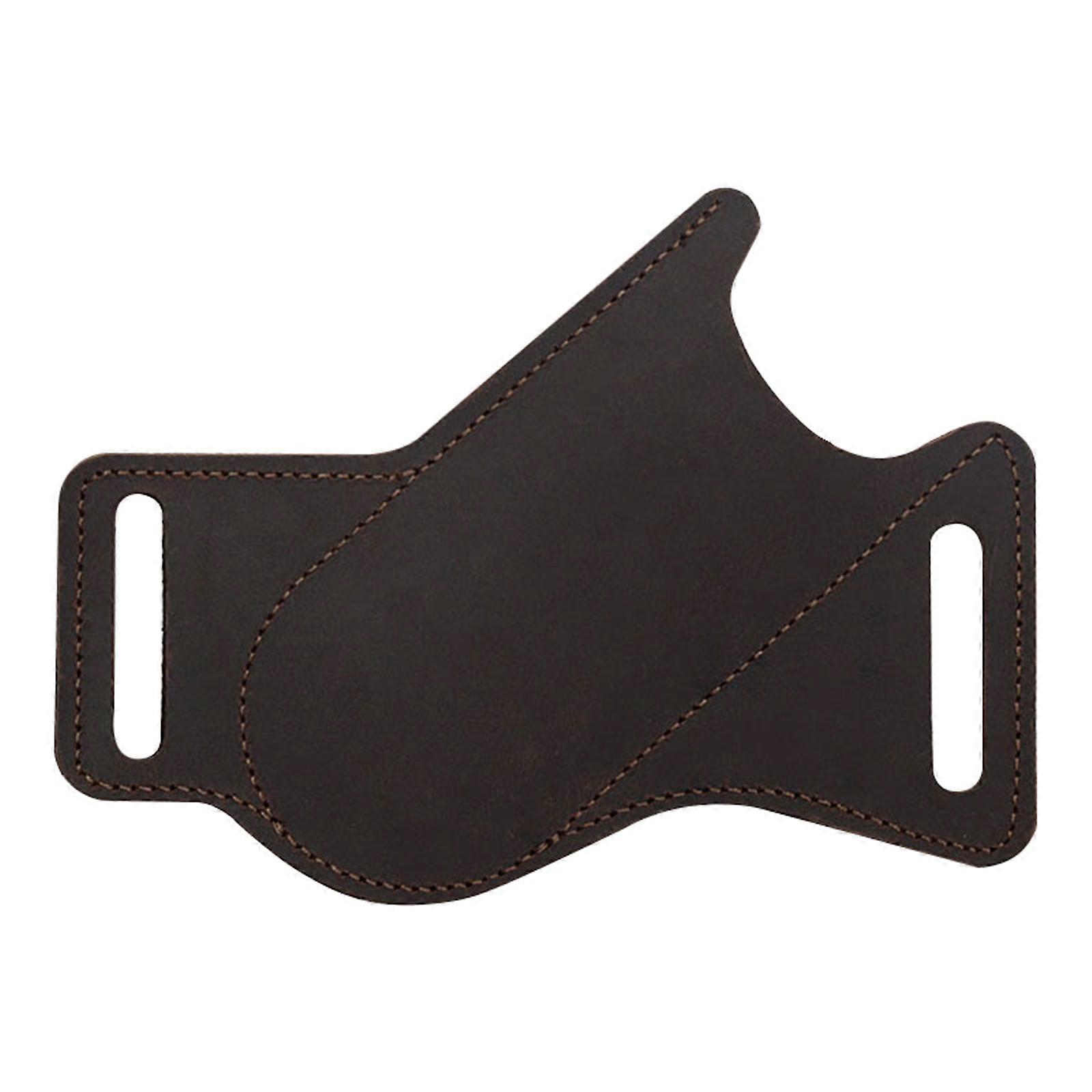 Handmade Leather Pocket Knife Sheath for Belt Folding Knife Sheath for Man Cross Draw Right Side Carry Open Top Dark brown