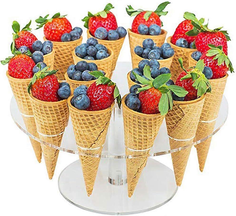 Support Pour Cornet Glace,Mini Support de Support de Cne en Acrylique ICE-Cream Rond Transparent 16 Trous, Matriaux Non Toxiques, Pour Les Cornets de