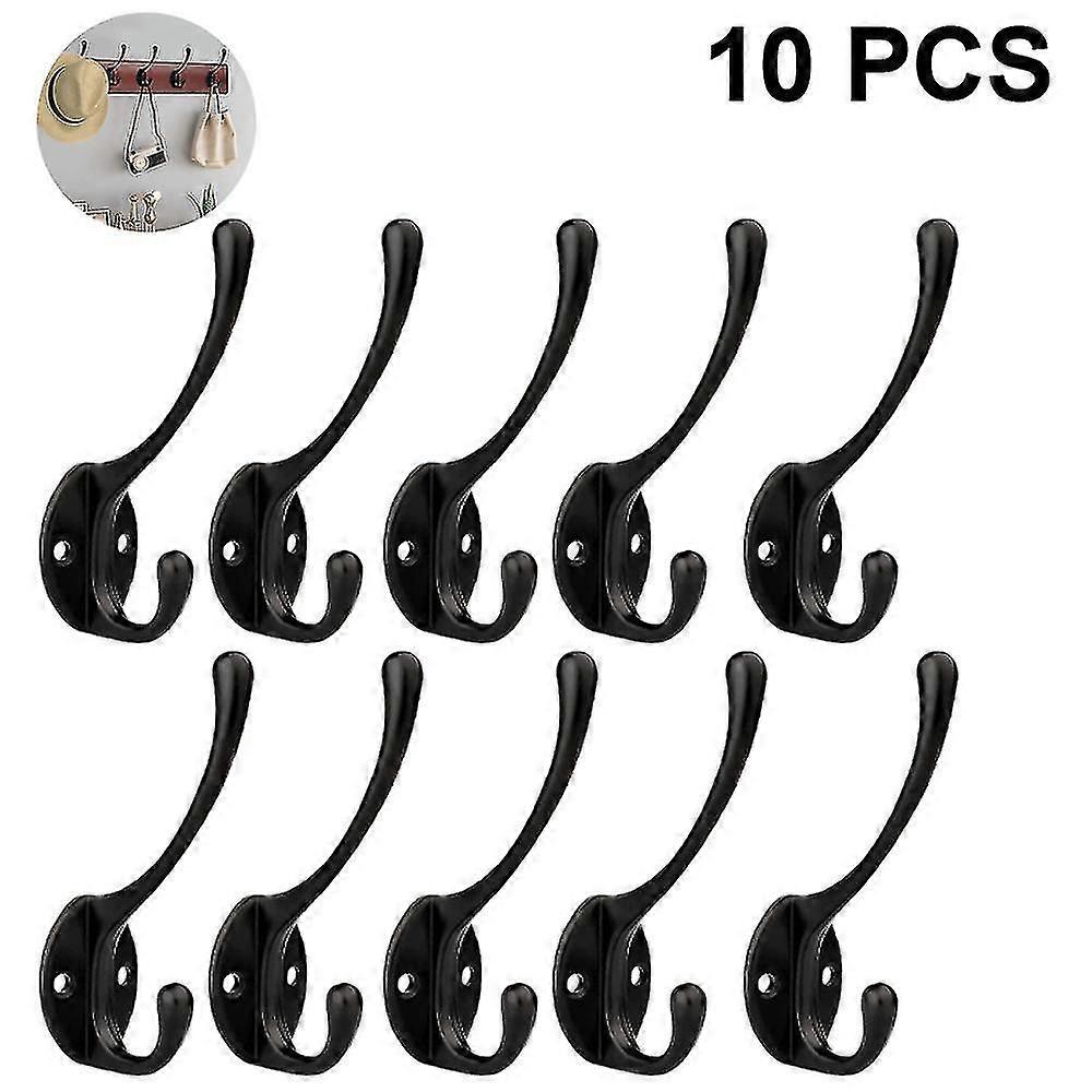 10 Pack Rustic Coat Hooks Wall Mounted Heavy Duty Double Hooks Retro TY