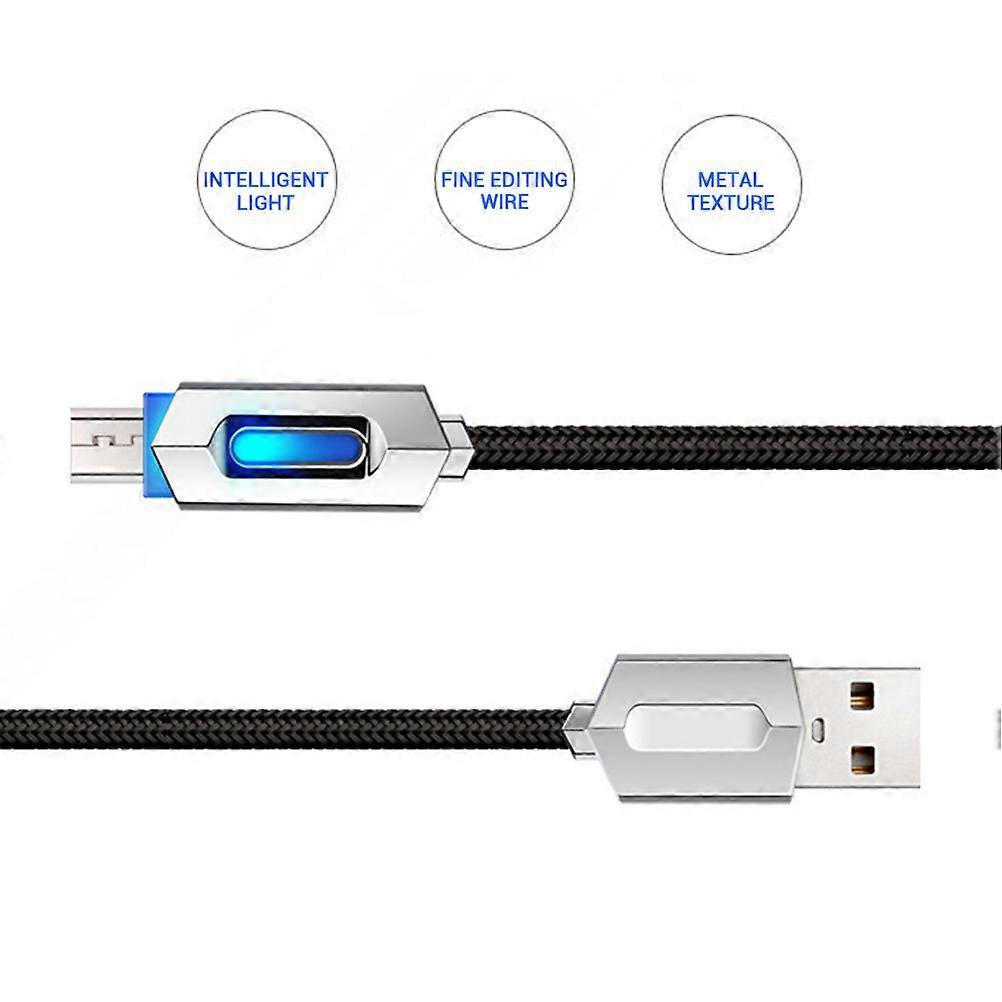 Nylon Braided LED Micro USB Cable for Android Sync Data Cable Type C Fast Charging Cables