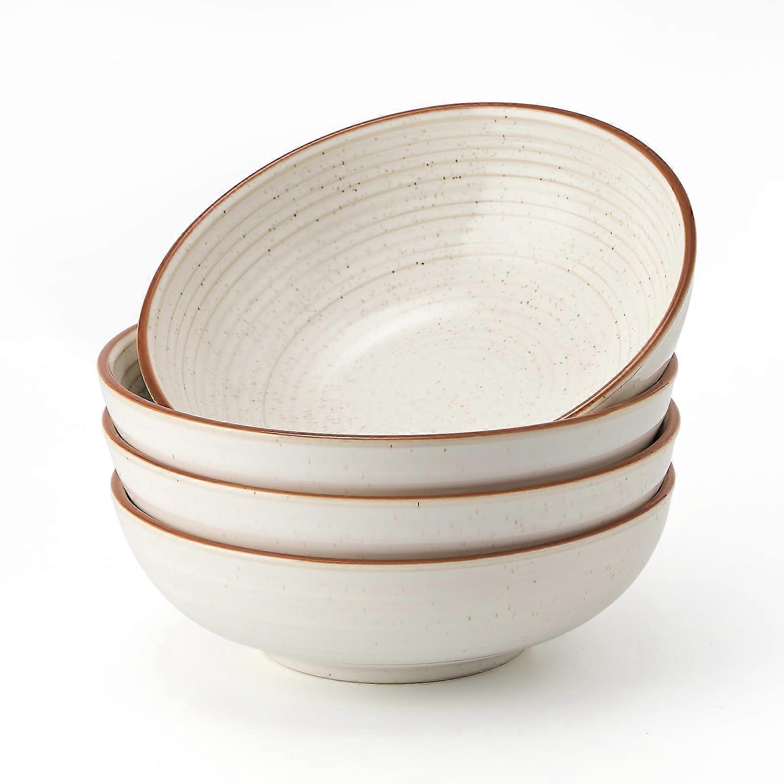4 Modern Cereal Bowls Set for Microwave Kitchen & Dishwasher Safe 24 oz