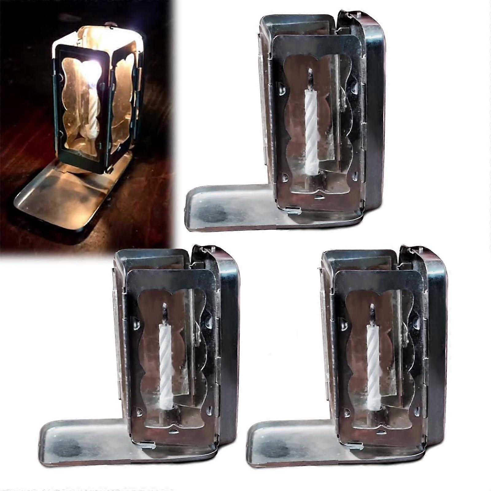 3 PCS Folding Pocket Lantern Candle Set for Camping Hiking Outdoor Use, Battery-Powered, Portable Design