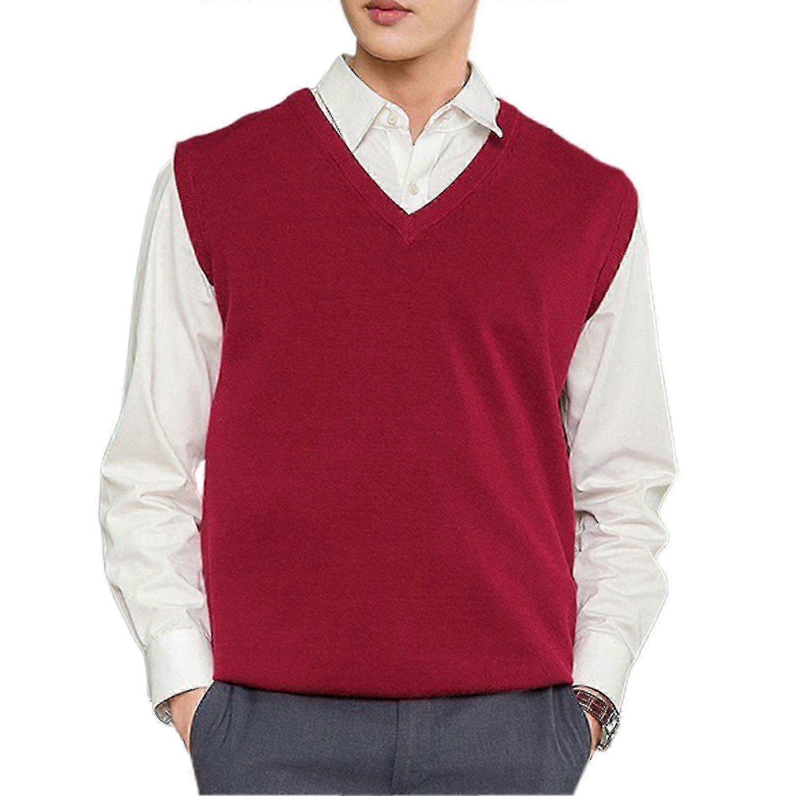 Ärmellose lockere warme Pulloverweste Herren V-Ausschnitt Pullover Weste-xinhan