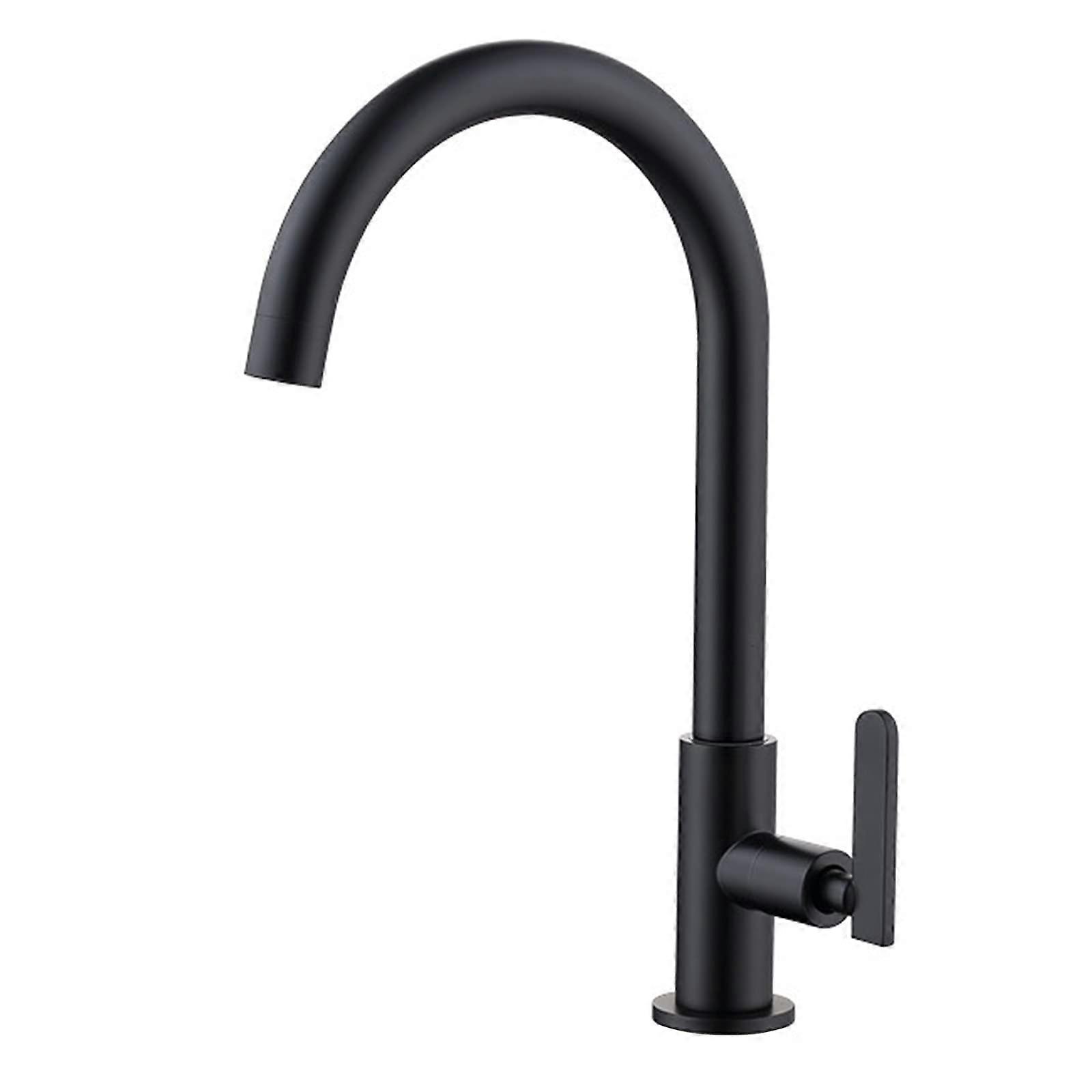 Black Single Cold Kitchen Sink Tap, 360° Swivel High Arc, Single Handle Copper, Single Hole Design for Modern Kitchens