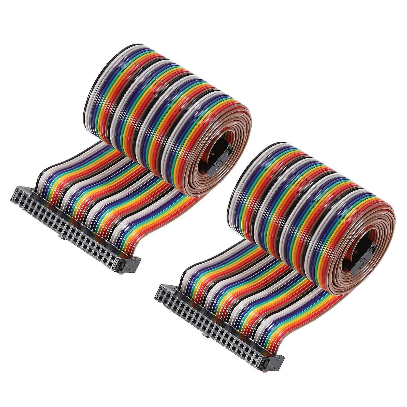 2Pcs 40 Pin Type-C Flat Ribbon Cable 2.54mm Pitch IDC Connector 118cm Length Rainbow Wire for Electronics