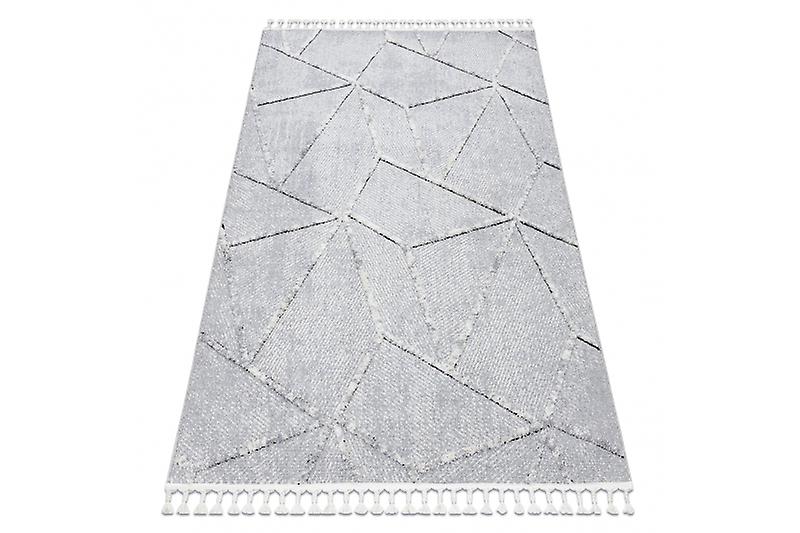 Carpet SEVILLA Z791C mosaic grey / white Fringe Berber Moroccan shaggy