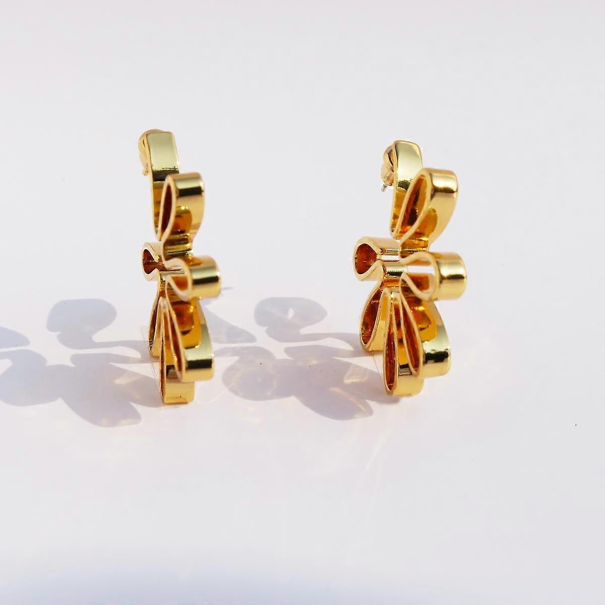 Copper Plated Real Gold Style Three-Dimensional Abstract Flower Handmade Twisted Line Personalized Earrings Earrings 820