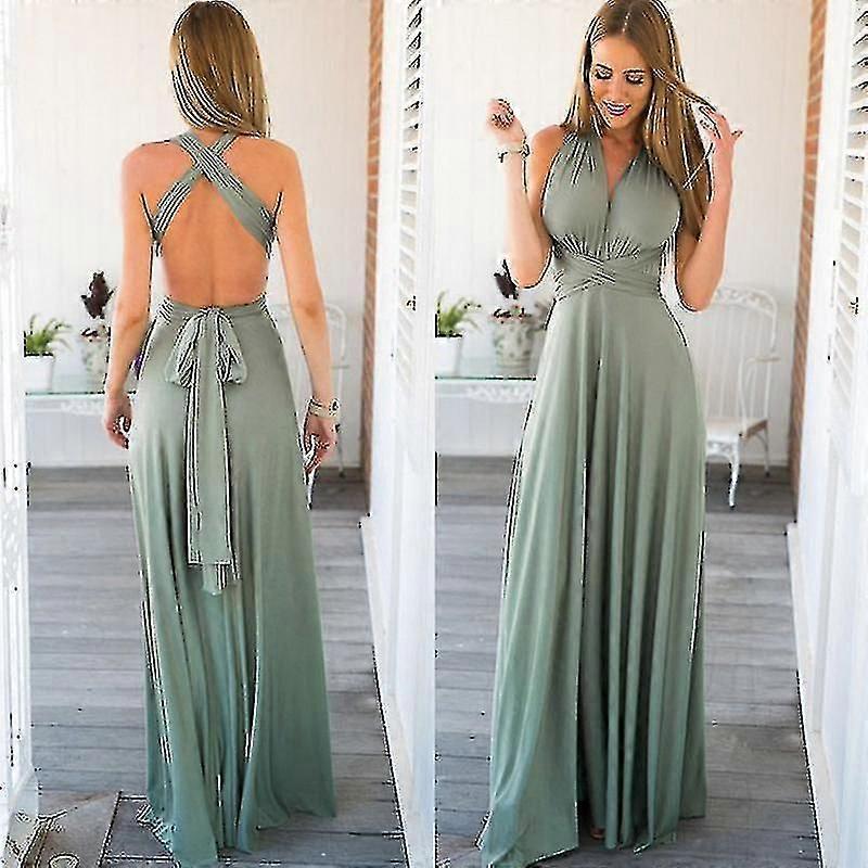Exy Γυναίκες Multiway Wrap Convertible Boho Maxi Club Κόκκινο φόρεμα Επίδεσμος Μακρύ φόρεμα Κόμμα Παράνυμφοι Infinity Robe Longue Femme