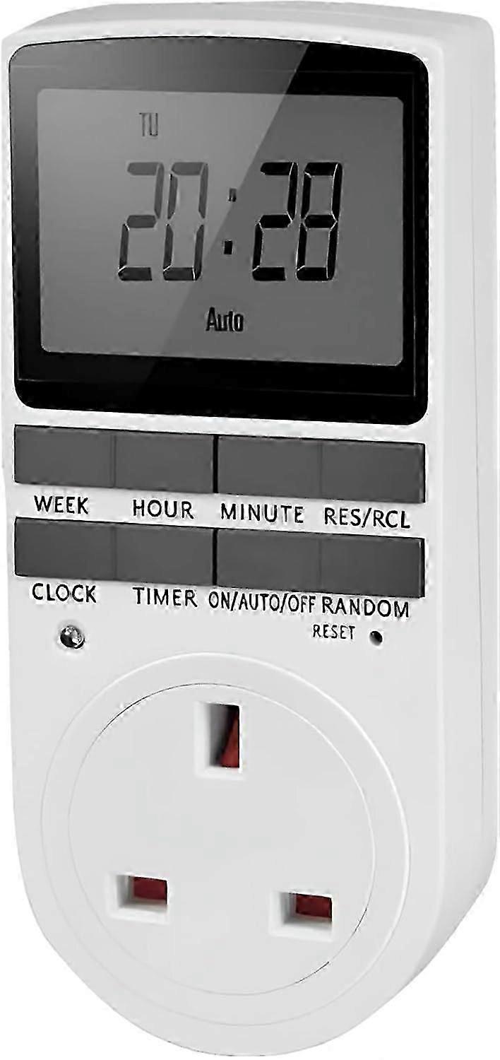 Digital Timer Switch ,Programmable Timing UK Plug Socket with LCD Display Security Tool, for Home and Indoor-1pcs