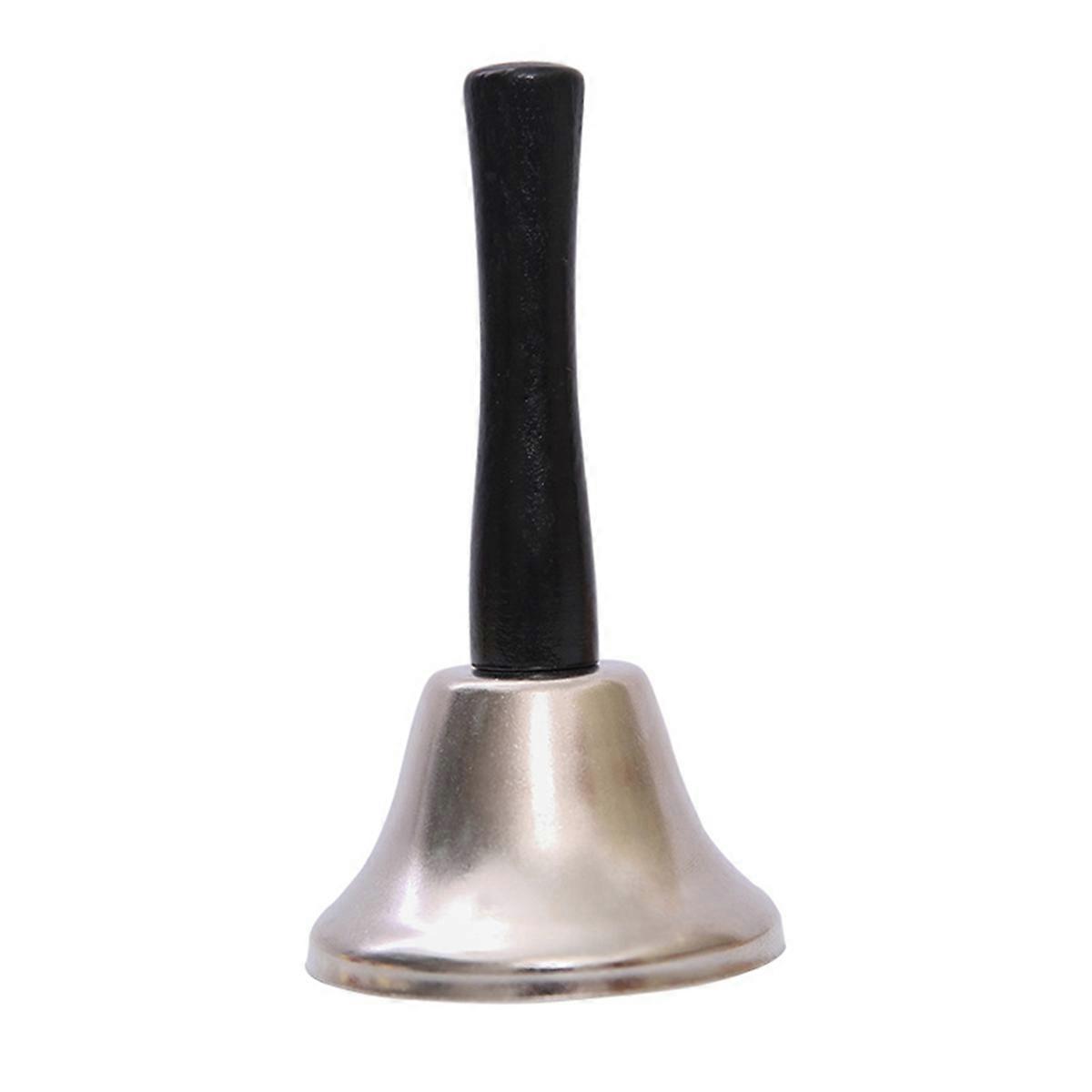 Gold Steel Hand Bell Loud Call Bell Alarm, Cow Bell with Stick Grip-B