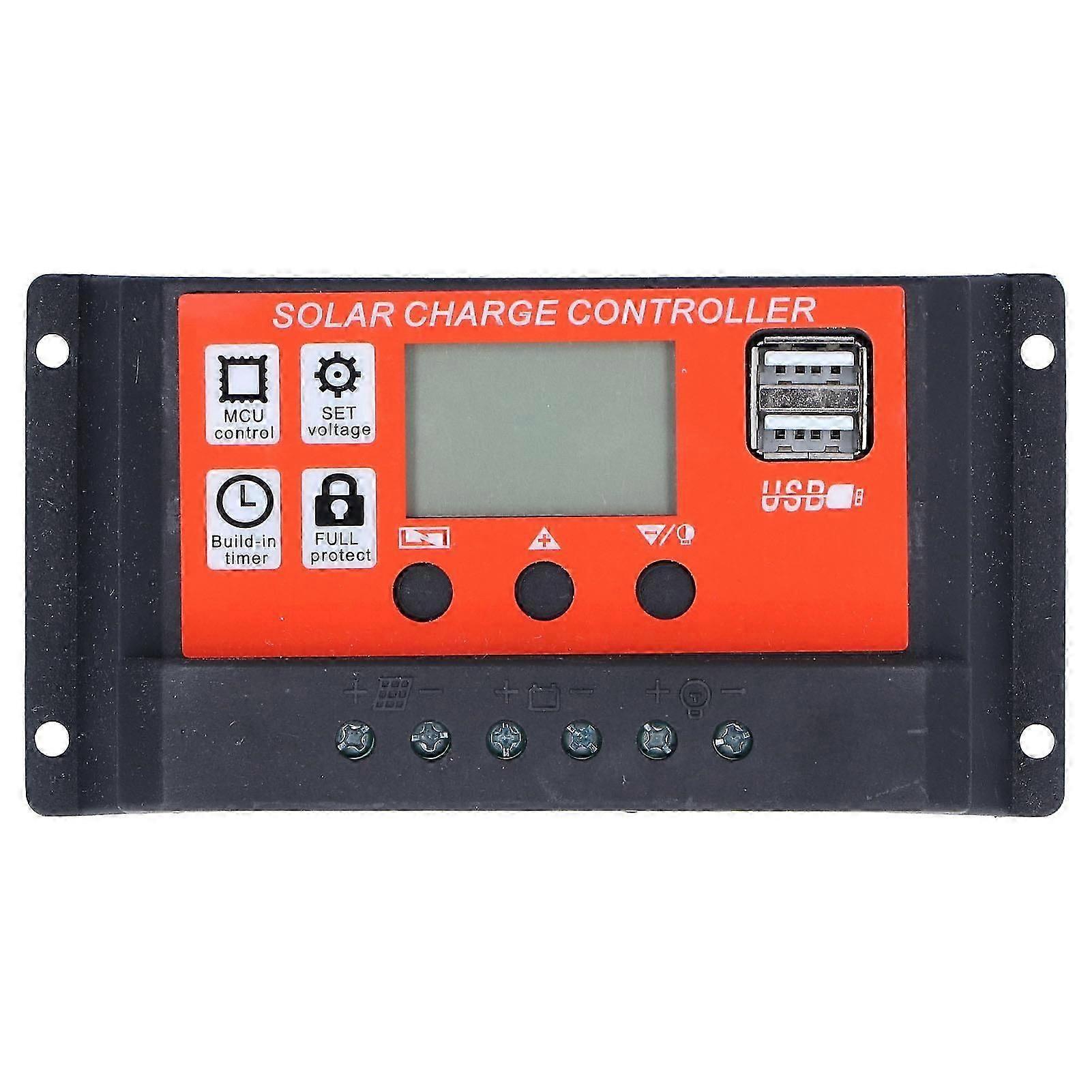 40A 12V 24V PWM Solar Charge Controller 6 Stage Battery Regulator with LCD Display Photovoltaic Module System