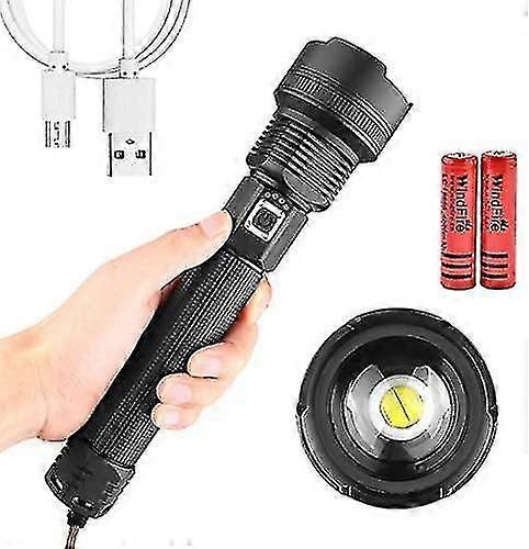 Xhp70 Usb Rechargeable Led Torch, 90000 Lumens Powerful Flashlight High Performance Waterproof 3 Modes Handheld Torch
