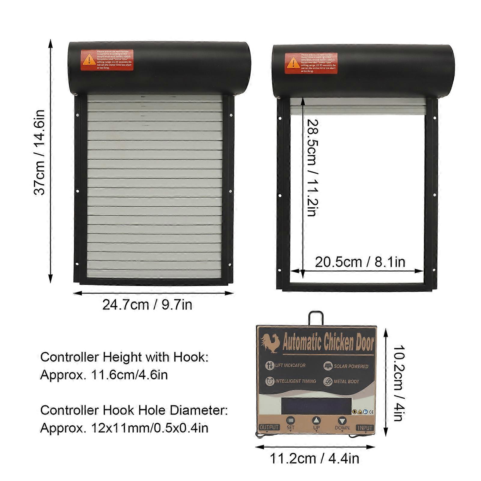 Automatic Chicken Coop Door 37x24.7cm Black Solar Timer Opener