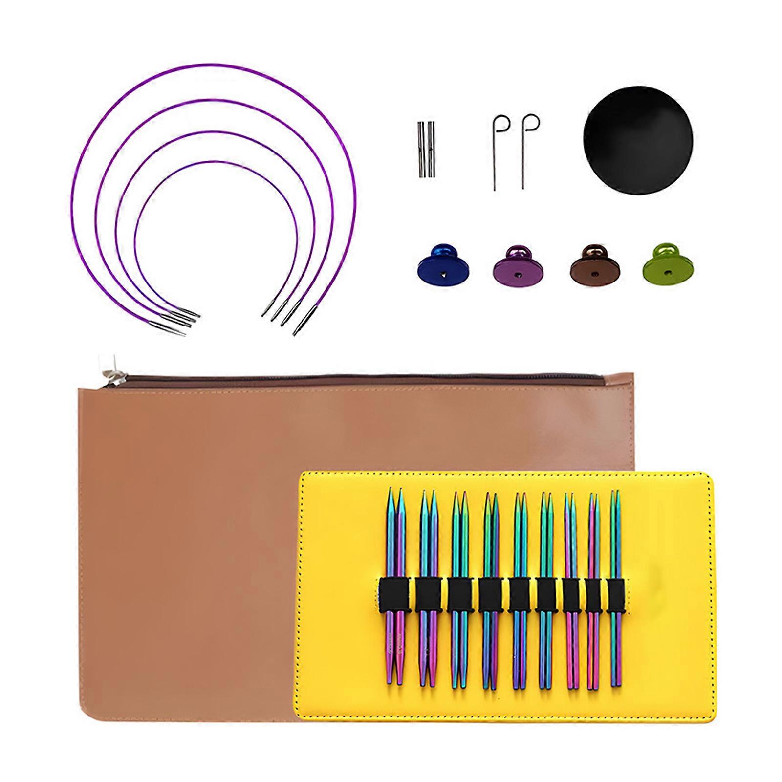 3mm-6.0mm Knitting Starter Set Circular Knitting Needle Set with Case Interchangeable Circular Needle Knitting Tool