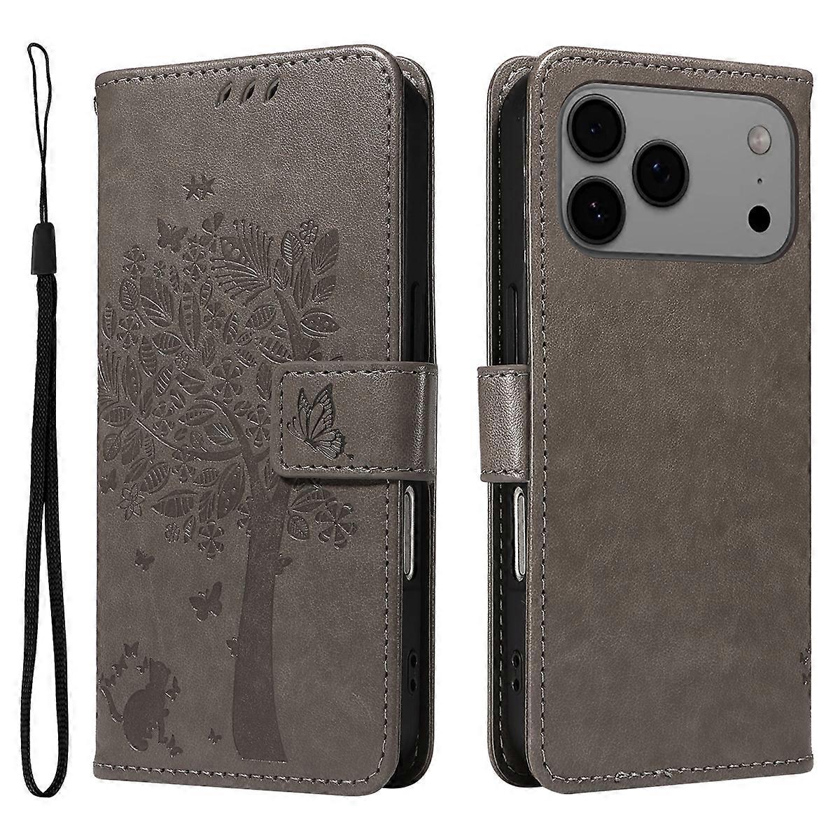 Compatible For iPhone 17 Pro Max Phone Case with Stand Cat Tree Pattern Leather Wallet Mobile Cover