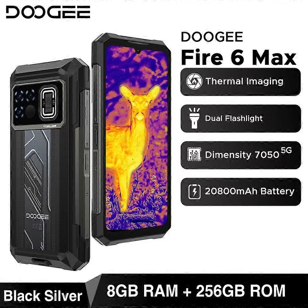 DOOGEE Fire 6 Max 5G Rugged Smartphone with Thermal Image Camera 20G 256G Silver
