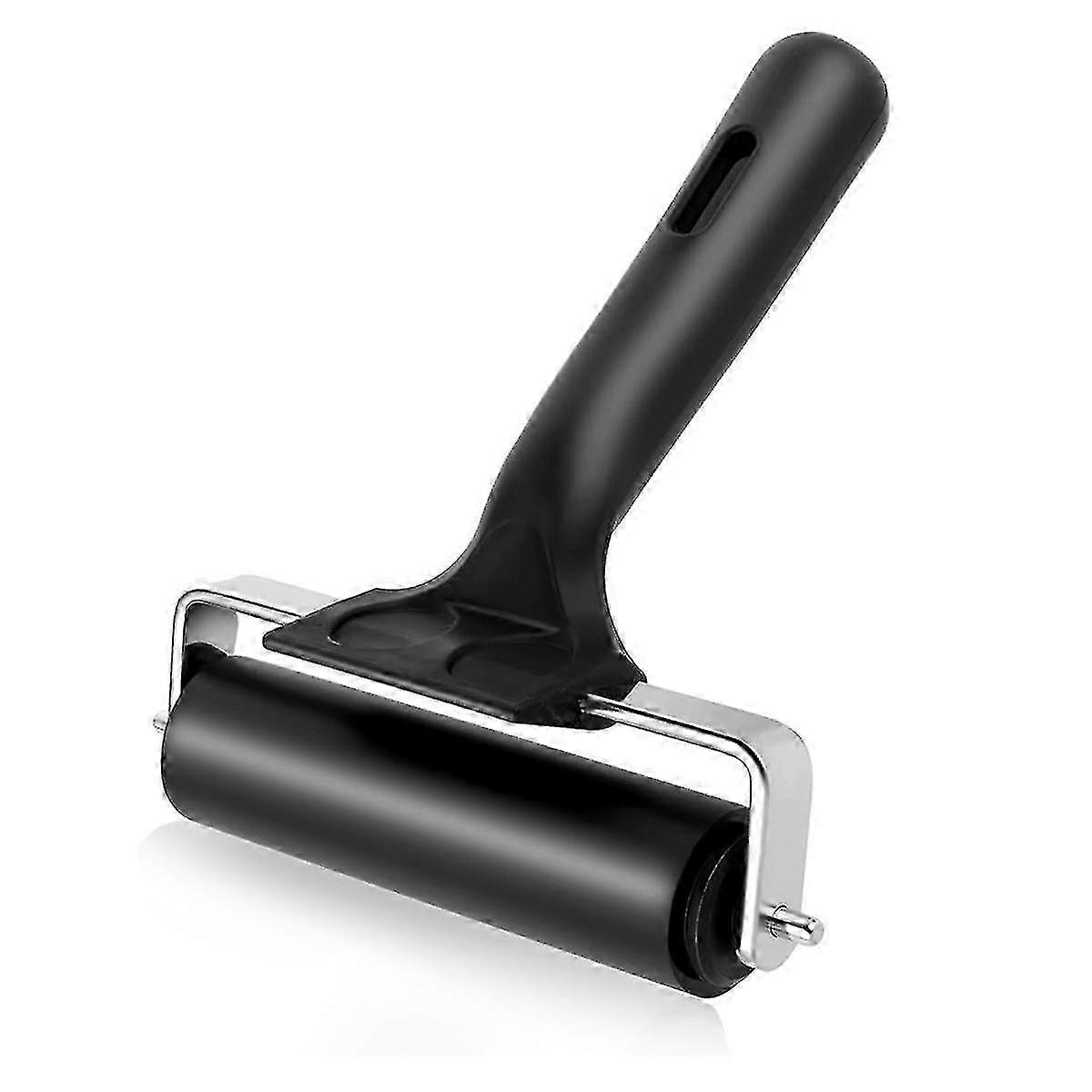 Rubber Roller for Crafting, 3.74" Black Brayer Roller for Printing, Inking & Stamping