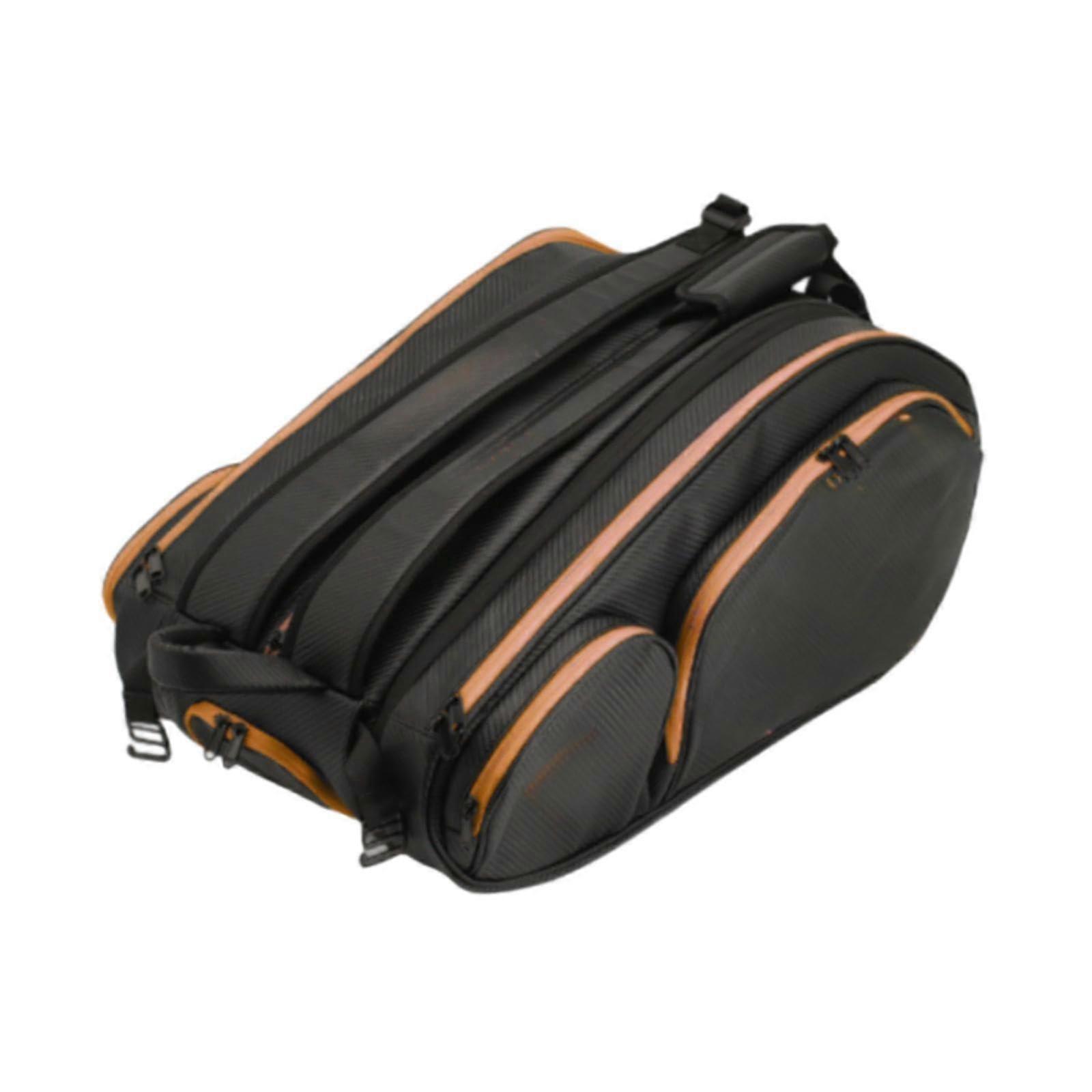 Tennis Backpack with Adjustable Shoulder Strap, Large Capacity Racket and Pickleball Bag for Travel, Black Yellow