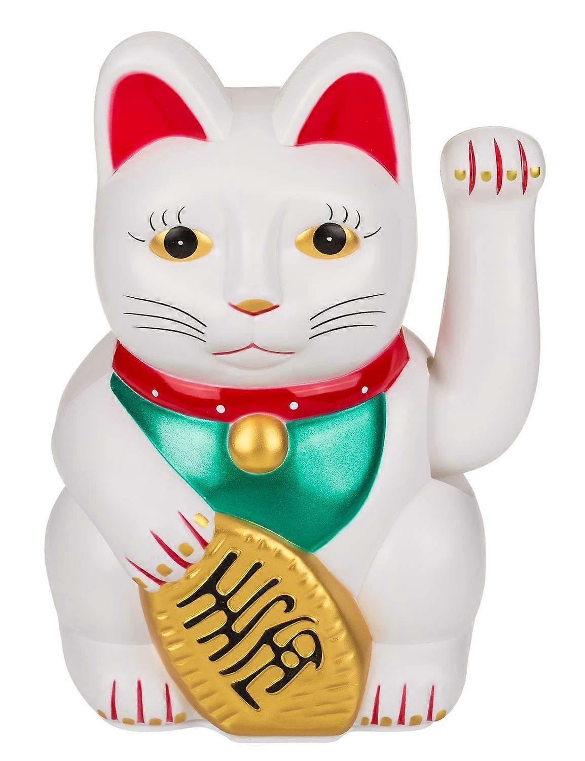 Chinese Lucky Cat Waving Left Paw Decorative Object 20 x 14 cm Maneki Neko Figurine