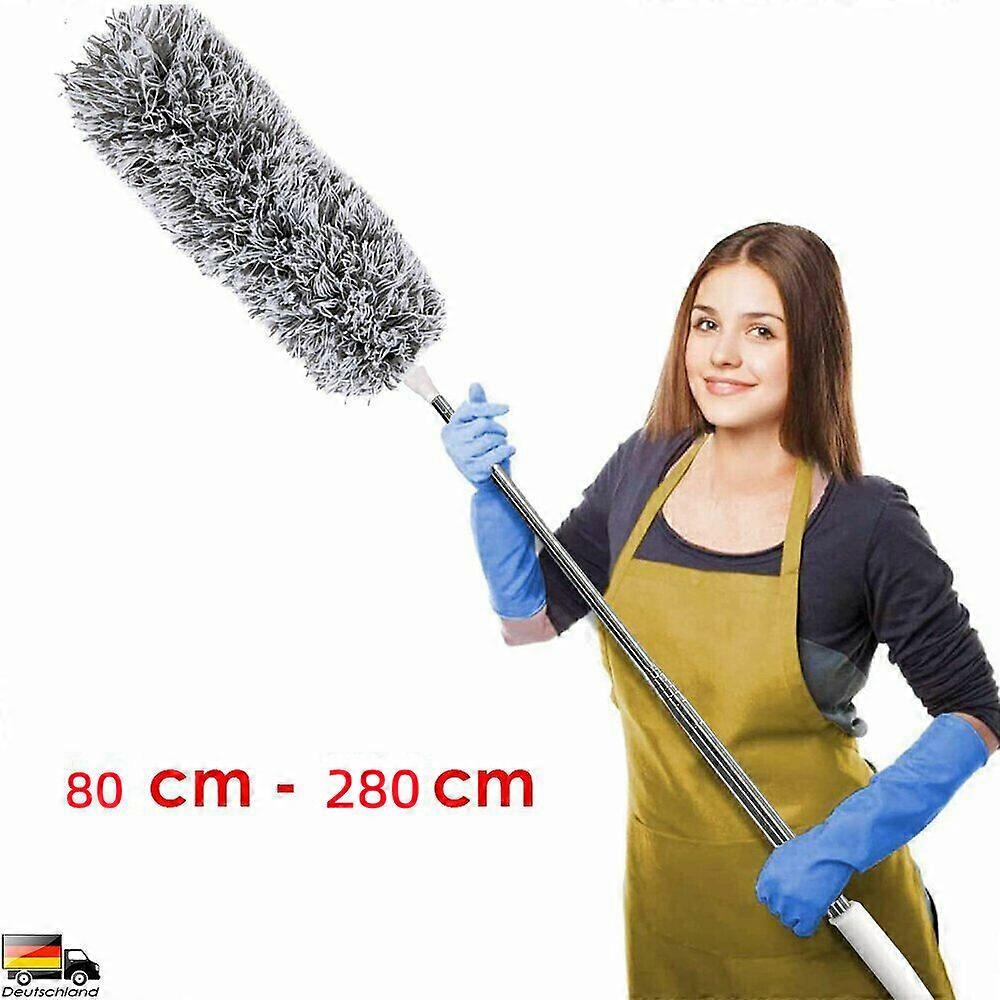 Telescopic feather duster dust catcher dust mop gray 80cm - 280cm extendable