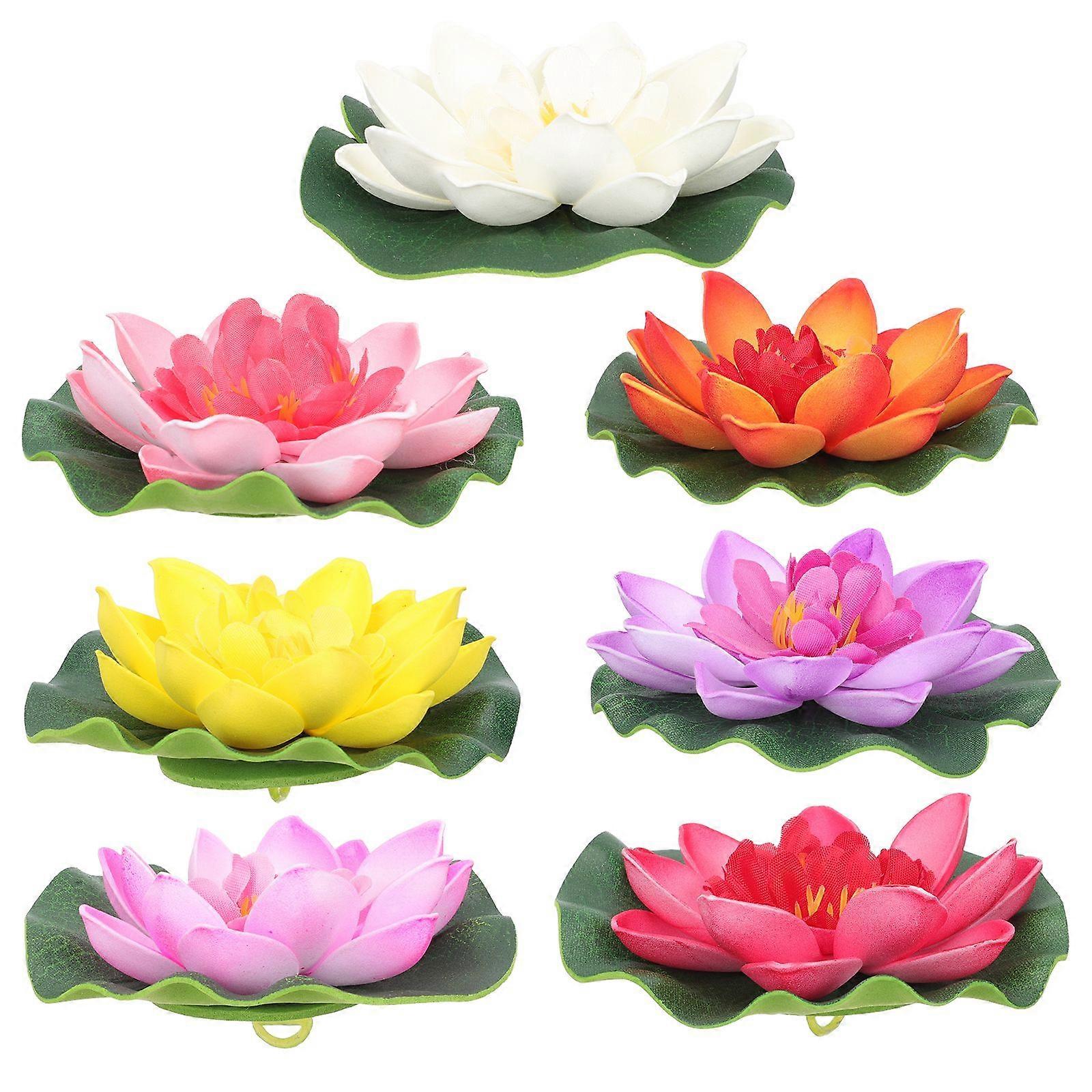 7pcs Imitation Lotus Pool Decoration Lotus Eva Floating Lotus Stage Prop Decor