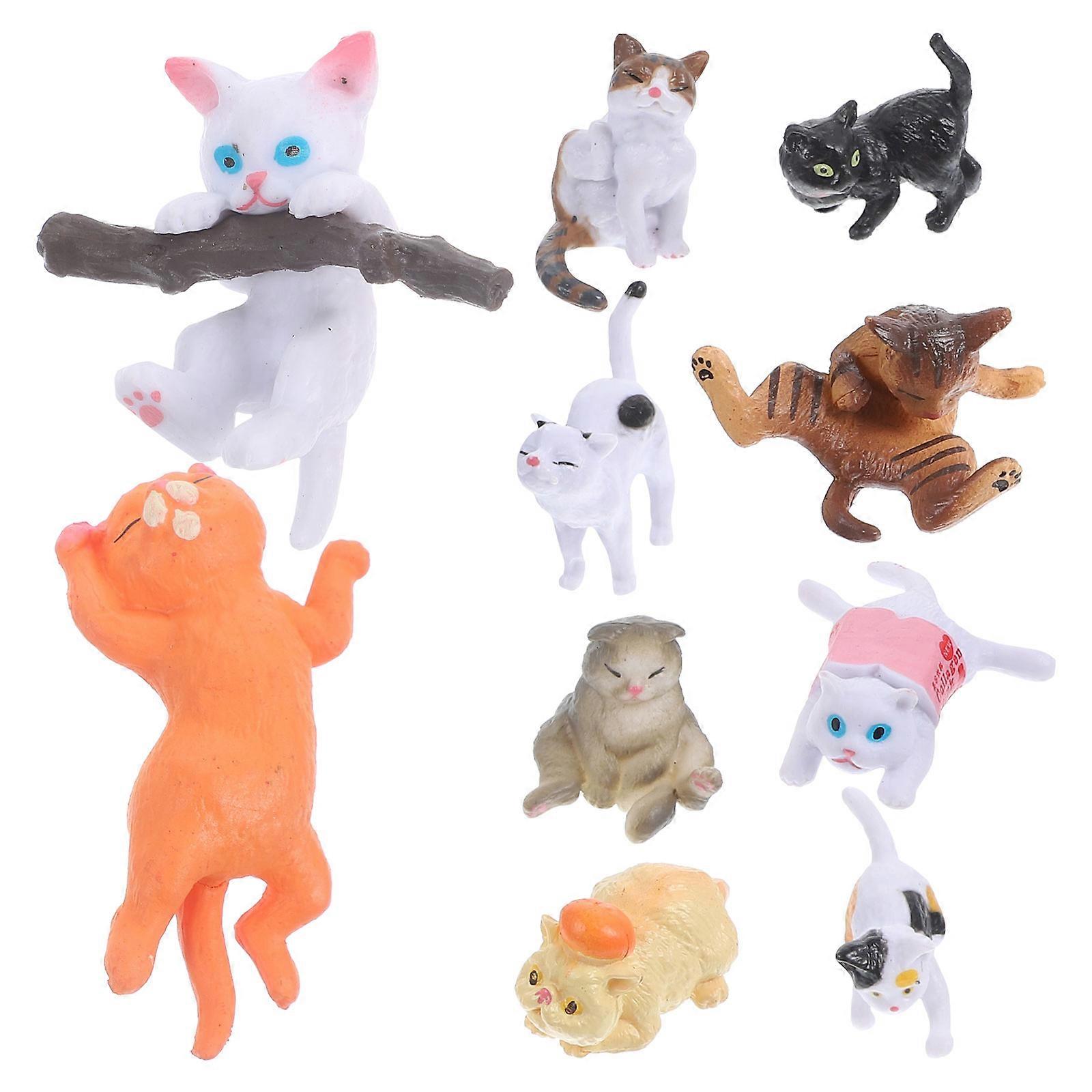 Model Small Kitten Statue Decorations Assorted Color 5X2.3CM Ornament 10Pcs