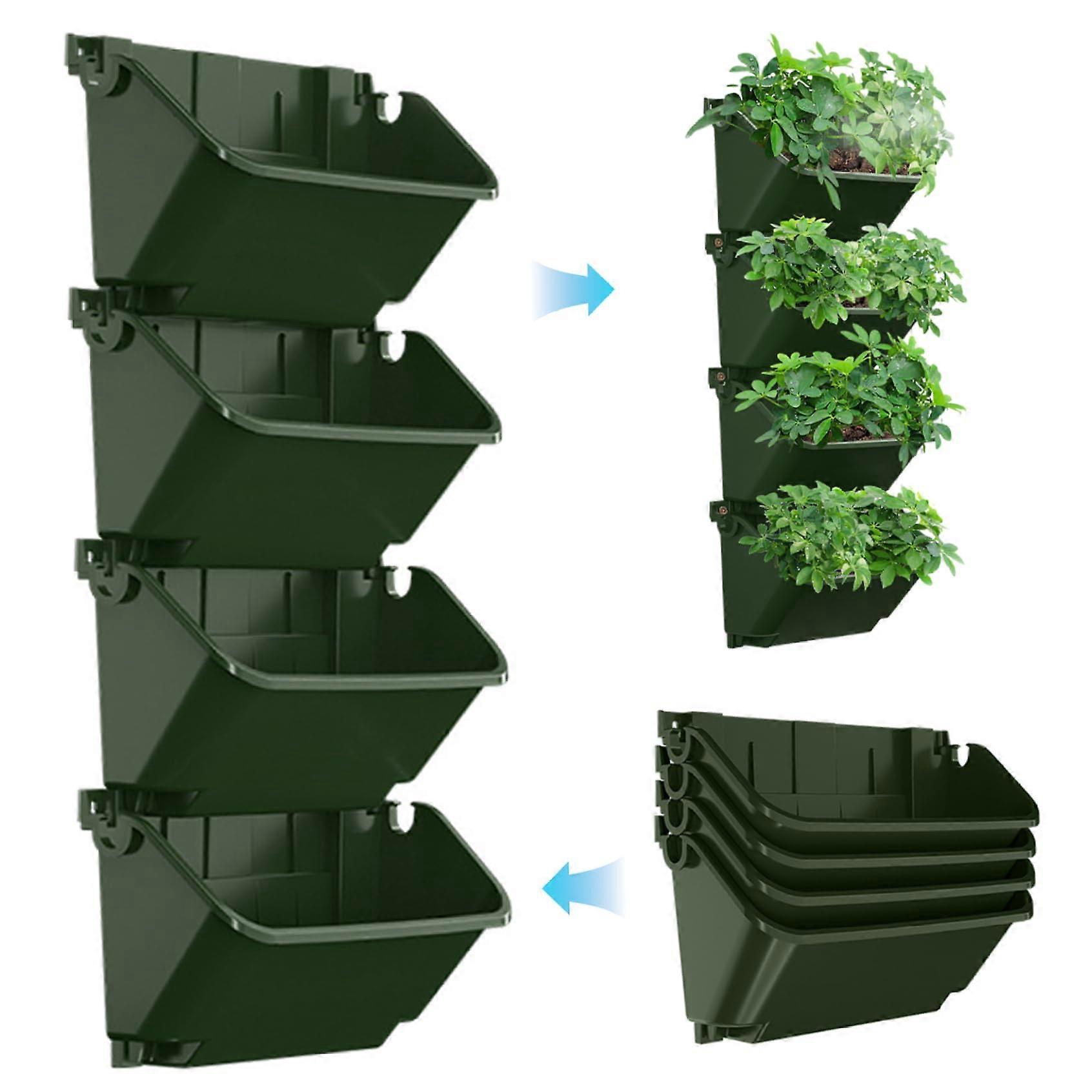 Vertical Garden Planter, Stackable SelfWatering Wall Planter, 4 Pieces