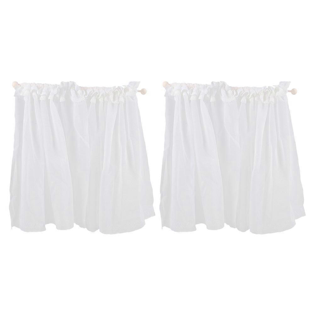 Miniature Lace Window Covering Tiny House Decoration Scene Prop for Play Cloth Material Roleplaying Enhancement 2Pcs