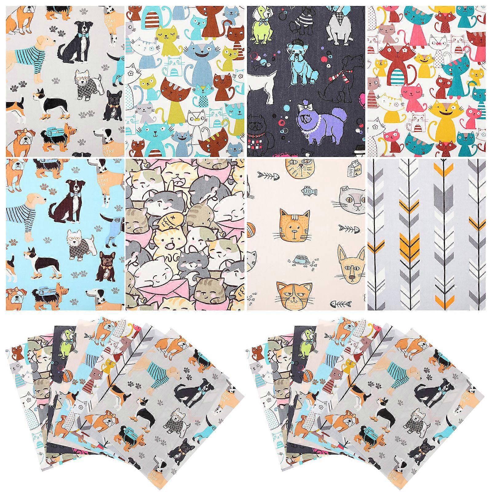 Fabrics For Sewing Printing Patchwork Cloth Home Use Rectangular Green Craft Projects 40Pcs