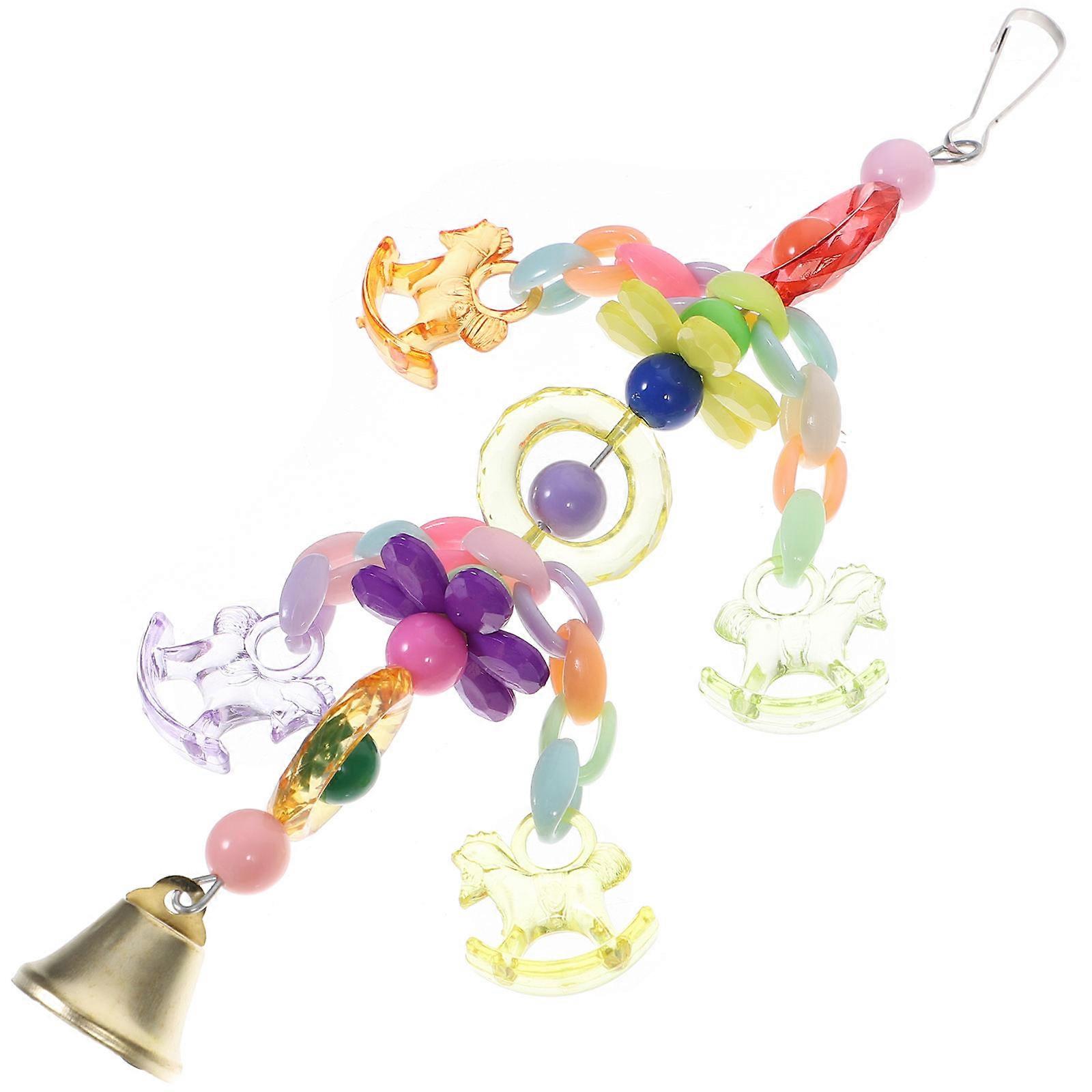 Pet Bird Toys Acrylic Beads Bell Bird Playing Toy Skill Development Parrots 25 x 7 x 7 cm 1Pack