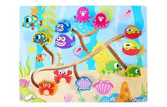 Board game, 1 piece children's walking maze game underwater world ball force brain logic thinking concentration training game parent-child wooden