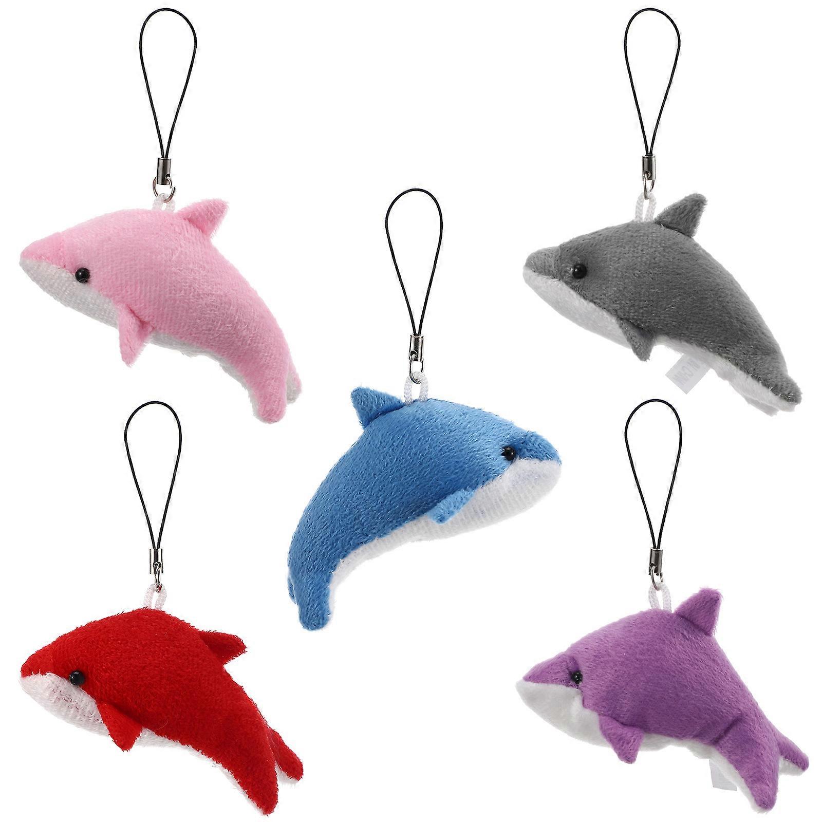 Cute Plush Keychain Dolphin Shape for Car Decoration Assorted Color 5Pcs