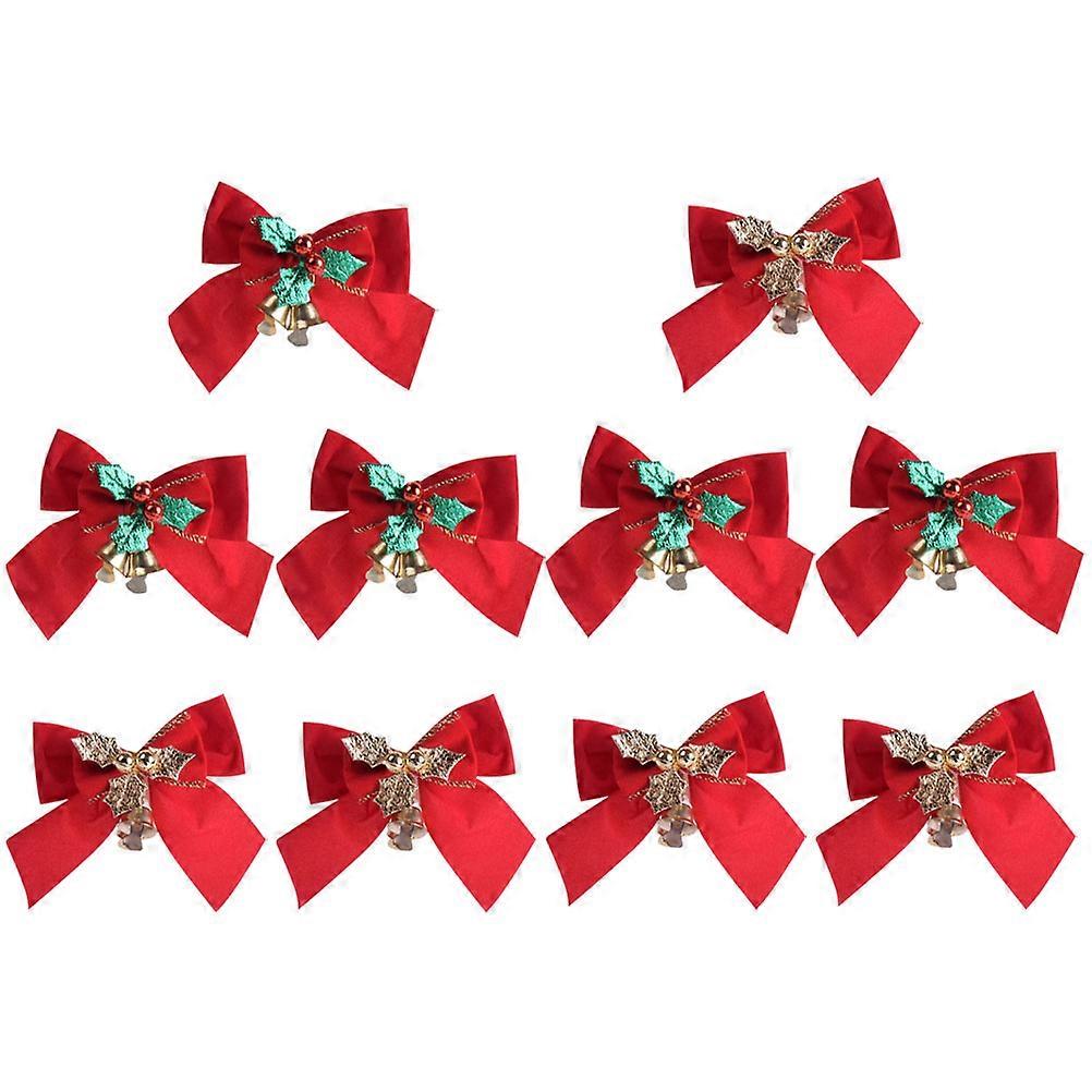 Bowknot Enamel Pendant Bowknot Bell Pendant Christmas Tree Decor Chic Design Gold 8x6cm 20Pack