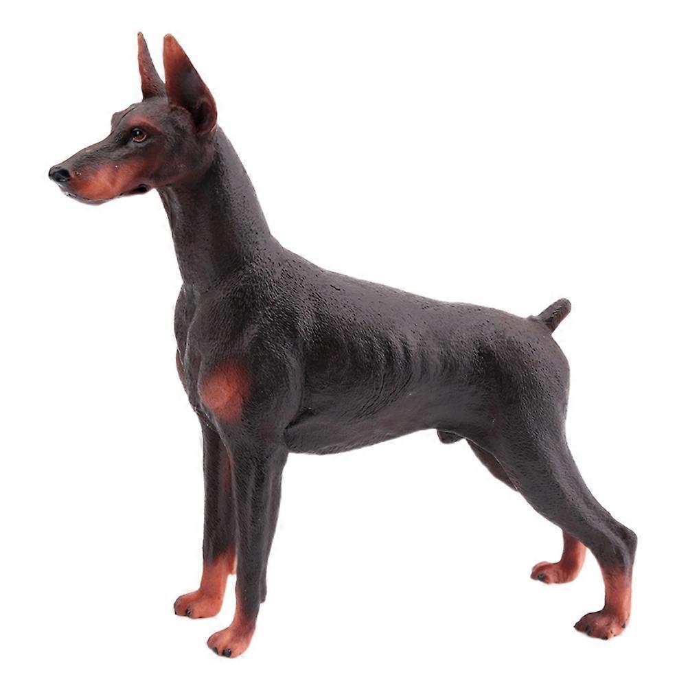 Lifelike Brown Doberman Dog Statue Figurine – Realistic Simulation Model for Home Office Car Cabinet Decoration – Detailed Design Fine Workmanship