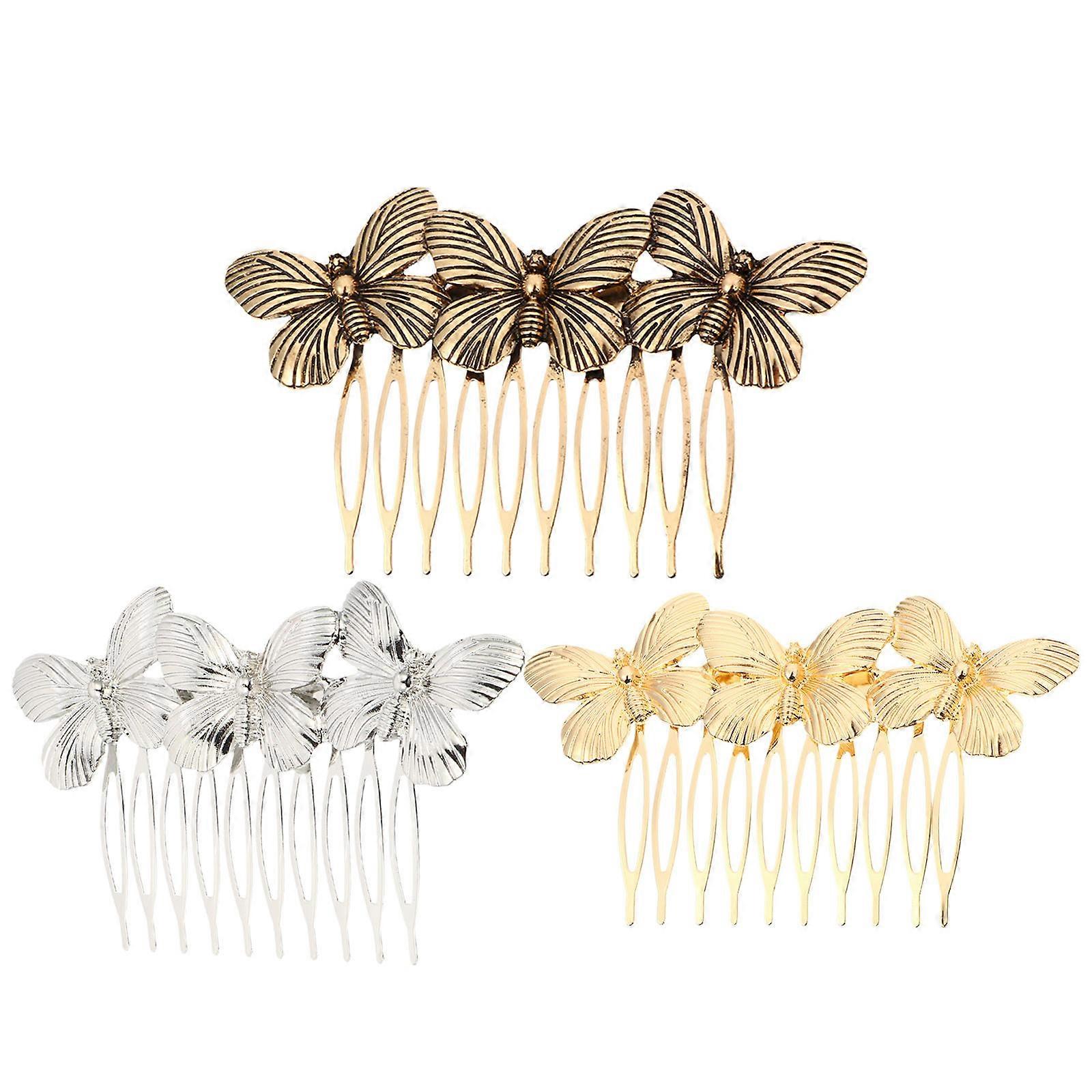 Bridal Hair Combs Vintage Hair Clips Alloy Material 8.5x5cm 3Pcs