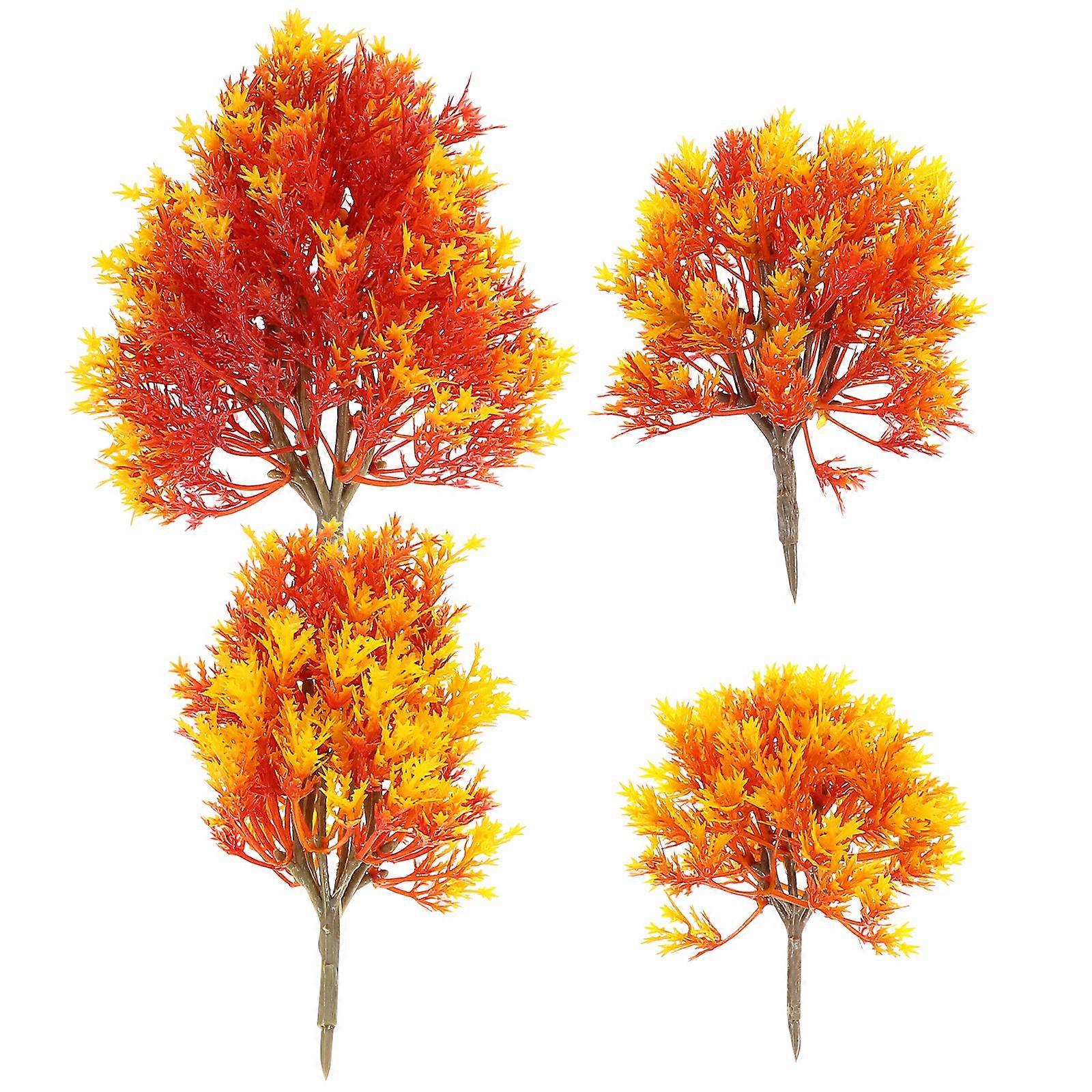 Maple Tree Craft Plastic Miniature Model For Dollhouse Plants 4Pcs