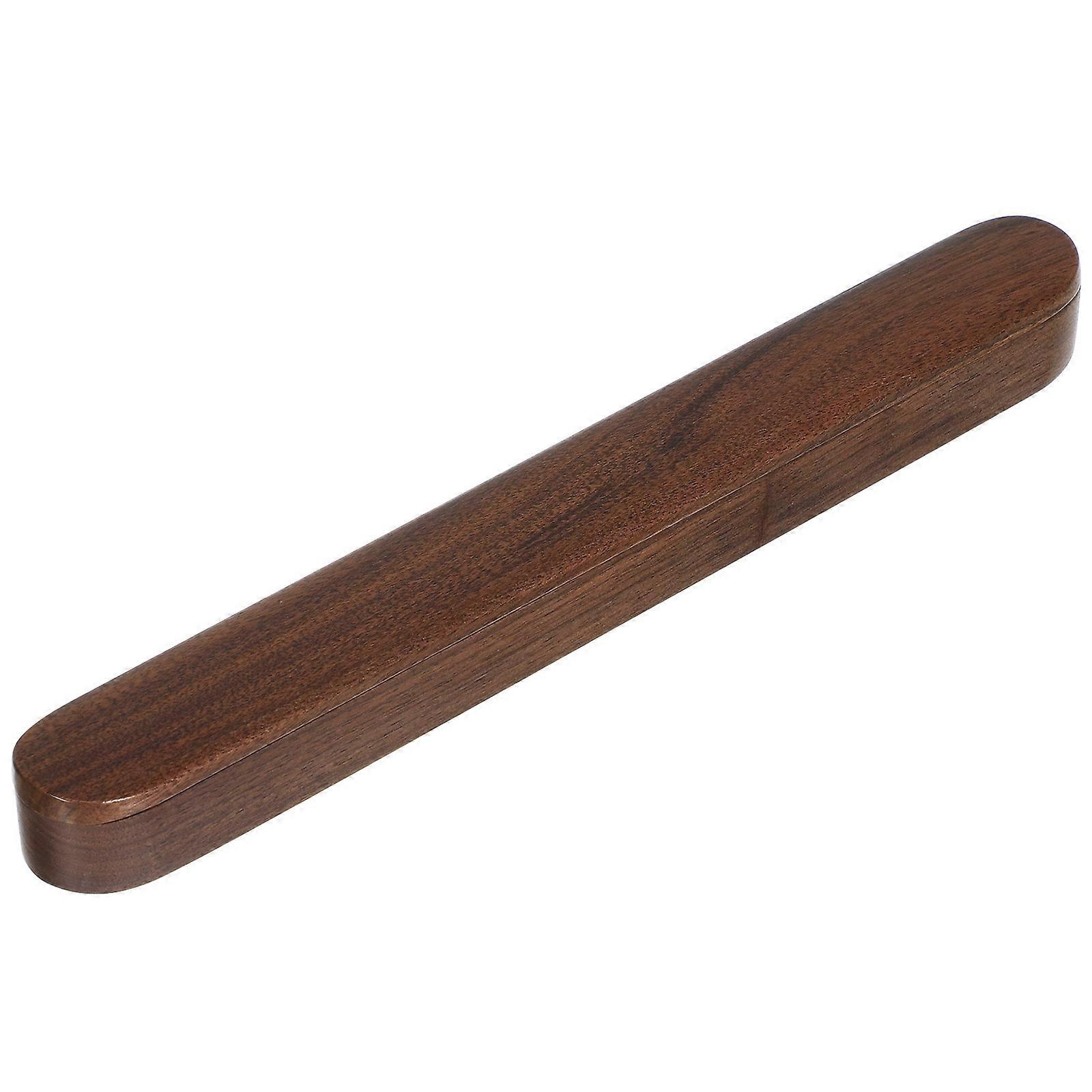 Dustproof Chopsticks Container Holder with Lid Portable Walnut Tableware Organizer for Clean Storage, Outdoor Dining & Takeaway Use