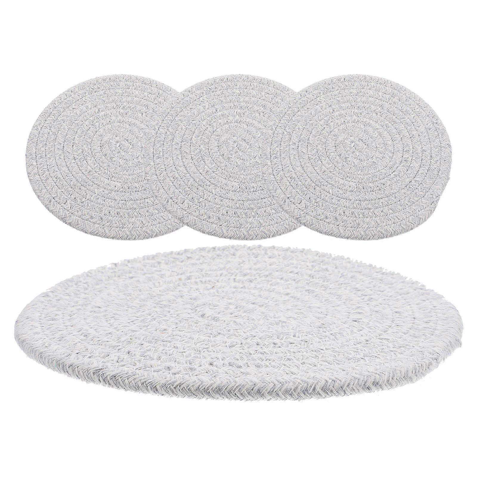 Round Place Mats Rustic Style Coaster Heat-Resistant Cotton Placemat For Dining Table 4Pcs