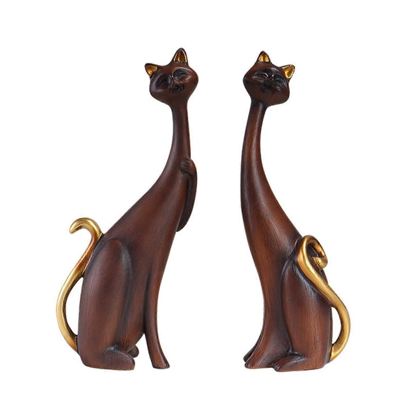 2pcs European Resin Cat Office Decoration Car Cat Craft Decor Pair Animal Statue Home Decor Cat Ky143
