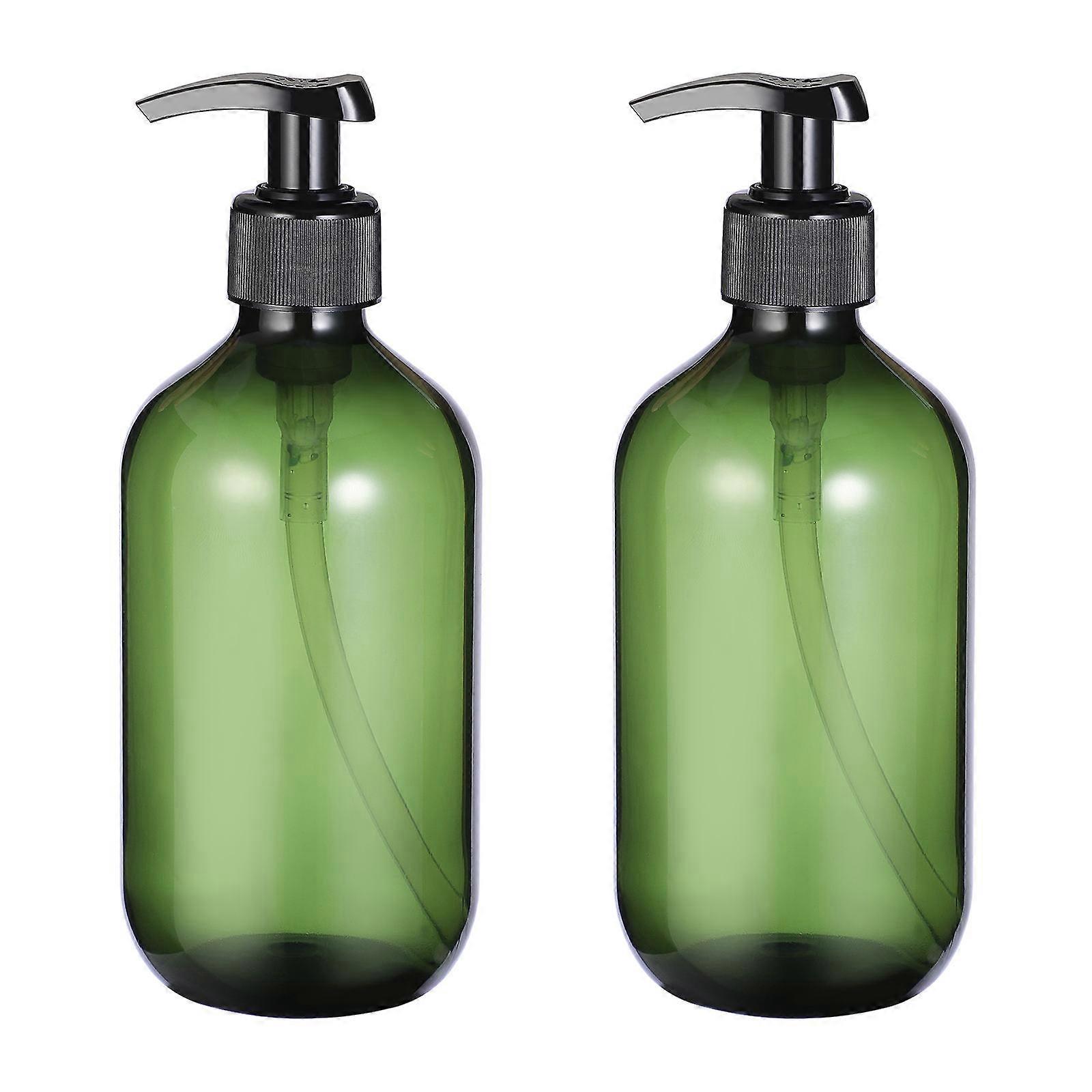 Empty Shampoo Bottle Drip Soap Dispenser Plastic Cylindrical Spring Loaded Pump 2Pcs