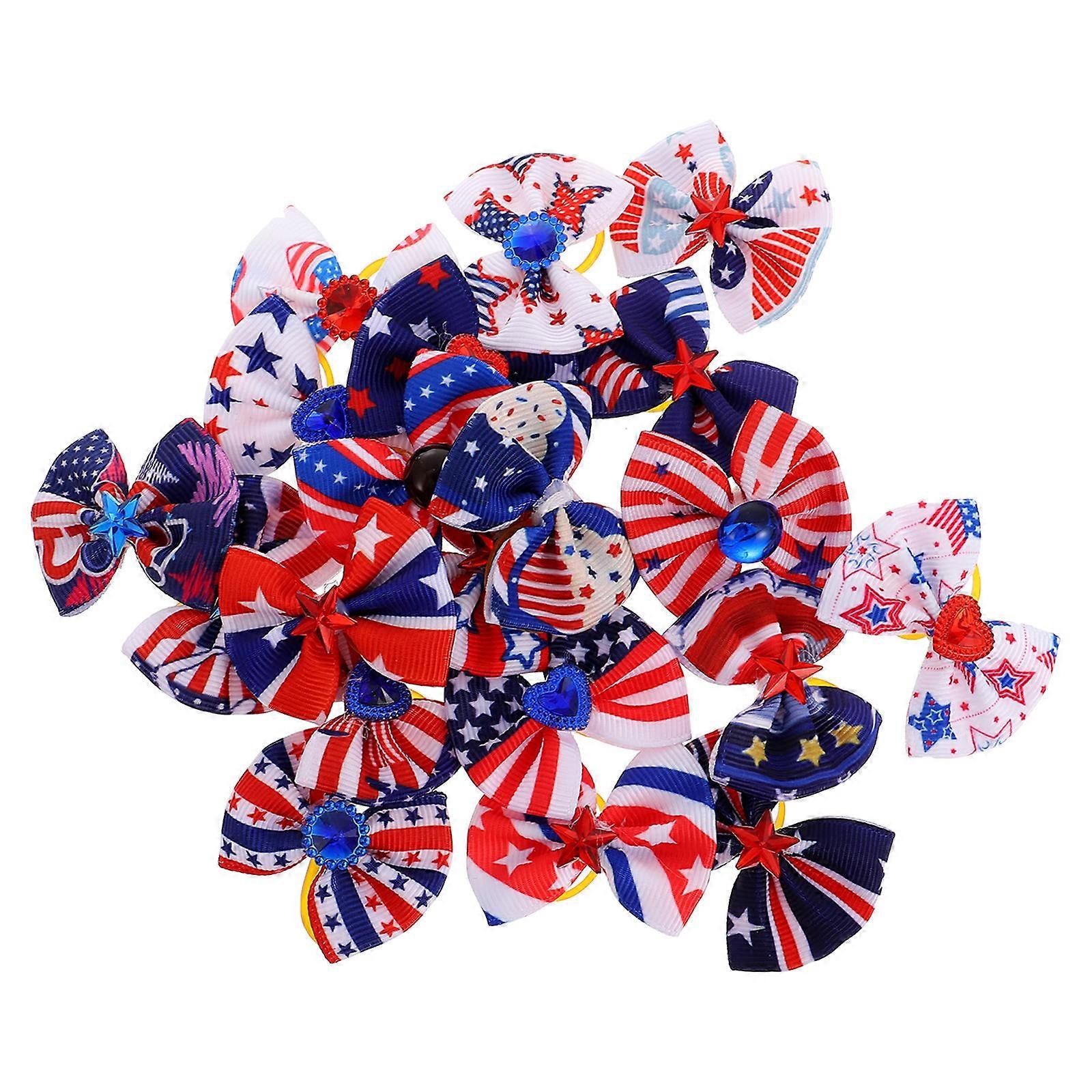 Small Dog Bow Tie Pet Hair Bow Delicate Puppy Bows Multi Function Dog Bows Mixed Color 20Pcs