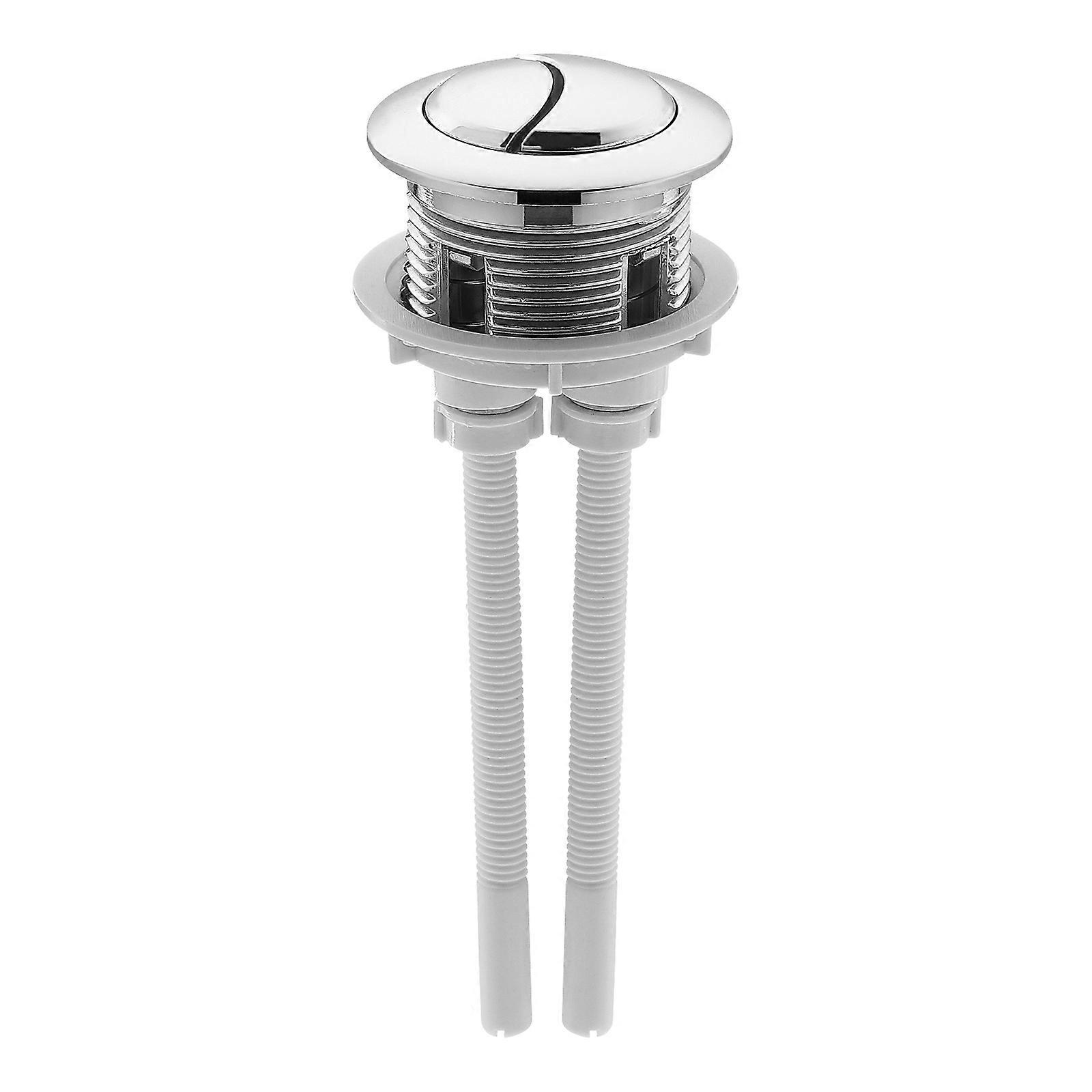 Toilet Flush Button Pusher Dual Push Toilet Button Bathroom Use Silver 38mm Round Shape 1Pcs