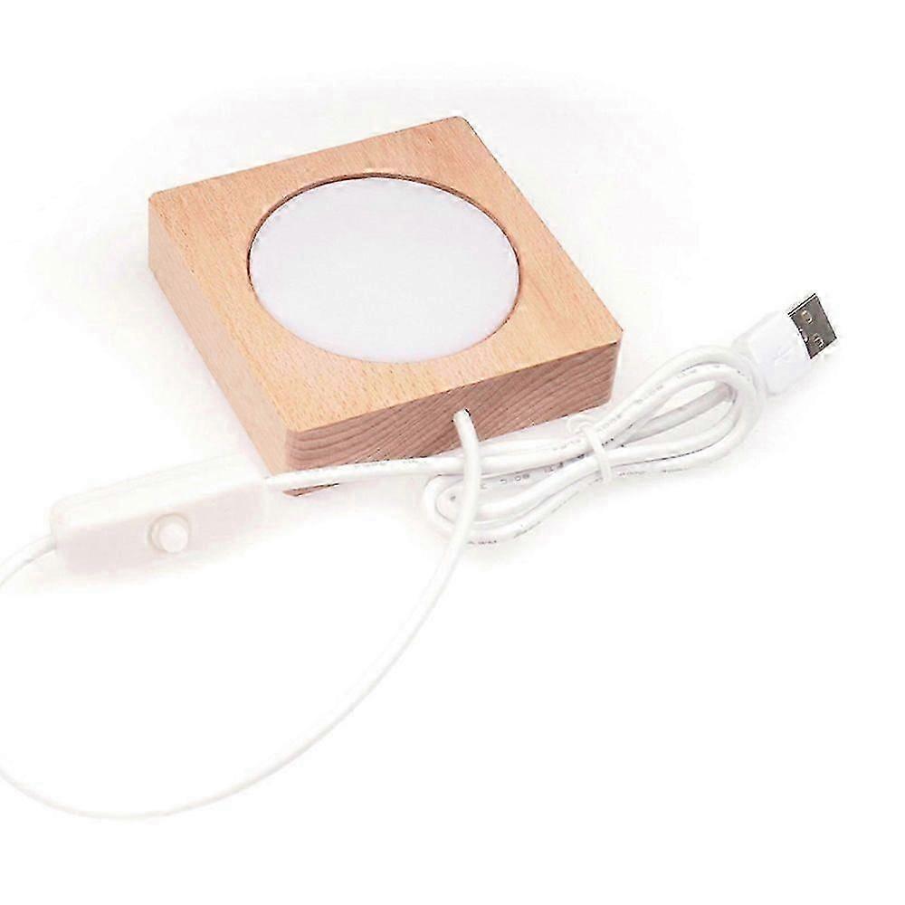 Wooden LED Light Base for 2D or 3D Crystal Crafts, USB Illumination, Multipurpose Stand